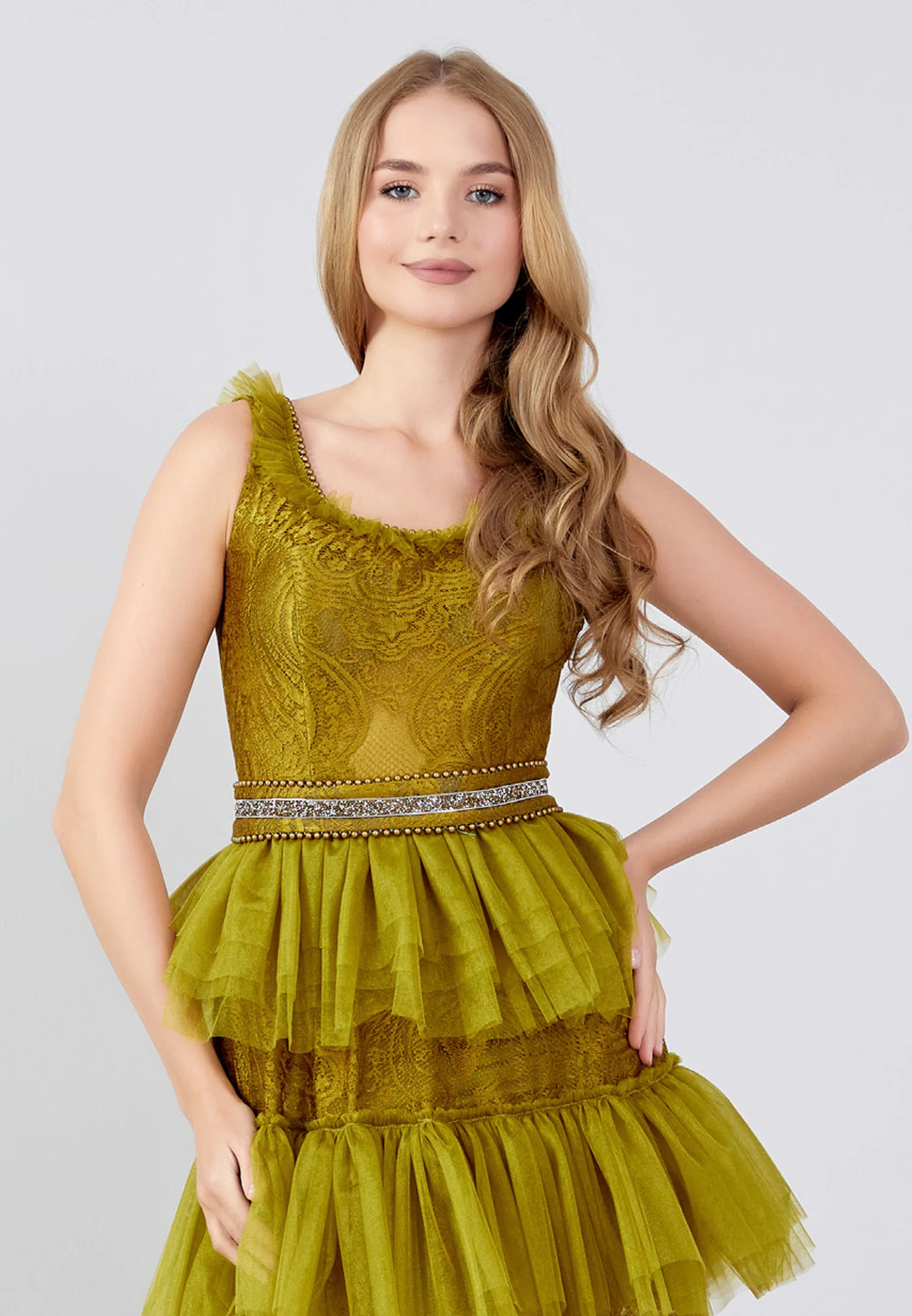 Sleeveless Maxi Tulle Column Regular Prom Dress swr5042 - Image 16