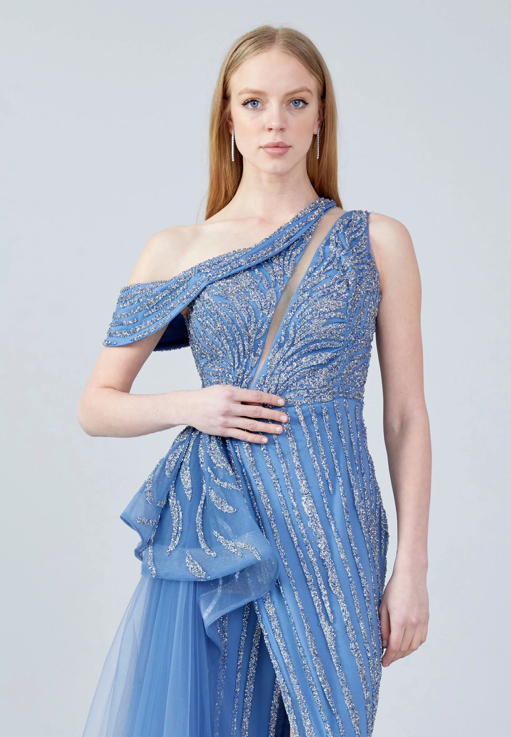 Sleeveless Maxi Tulle Column Regular Wedding Guest Dress aln1635 - Image 12