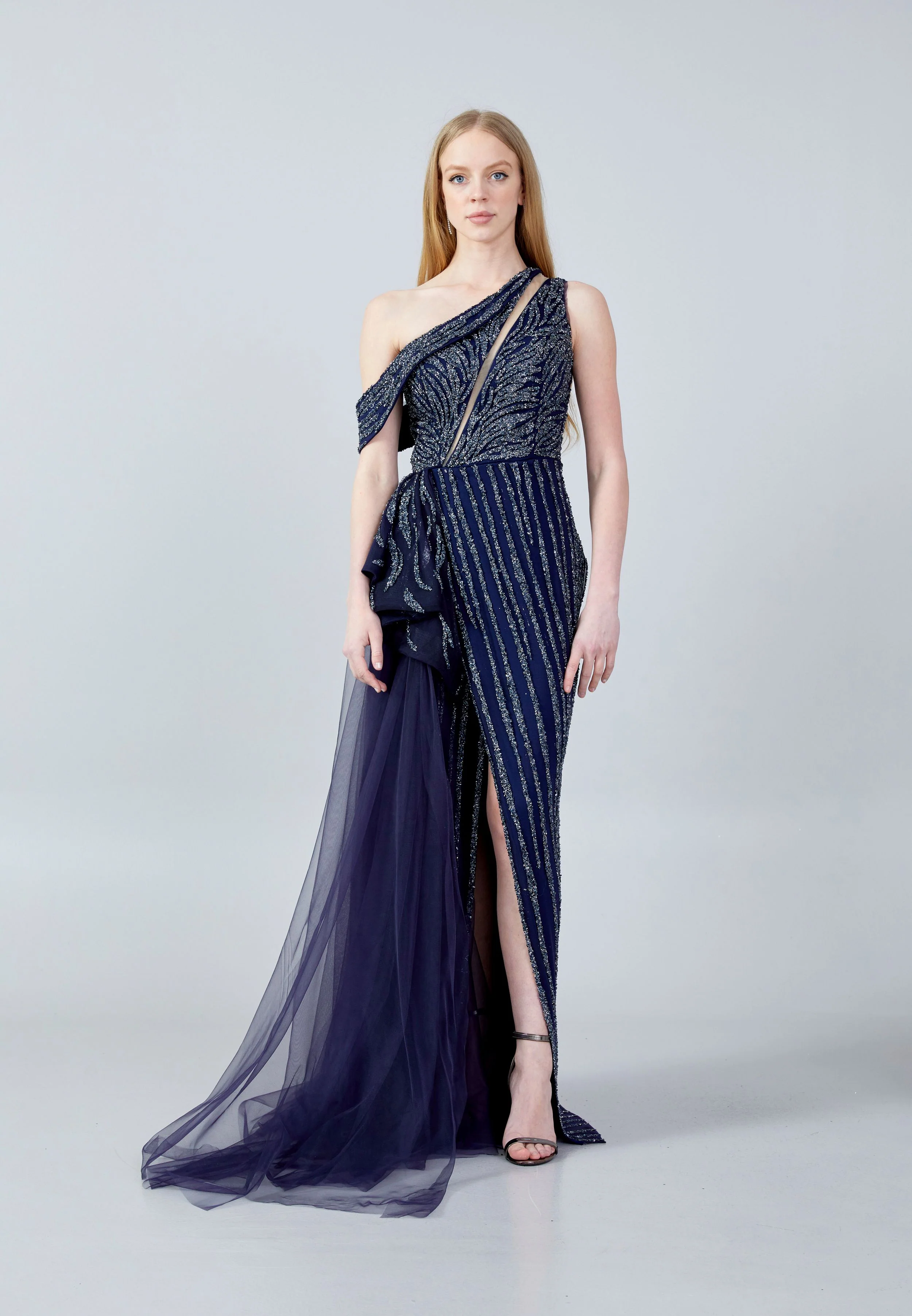 Sleeveless Maxi Tulle Column Regular Wedding Guest Dress aln1635 - Image 13