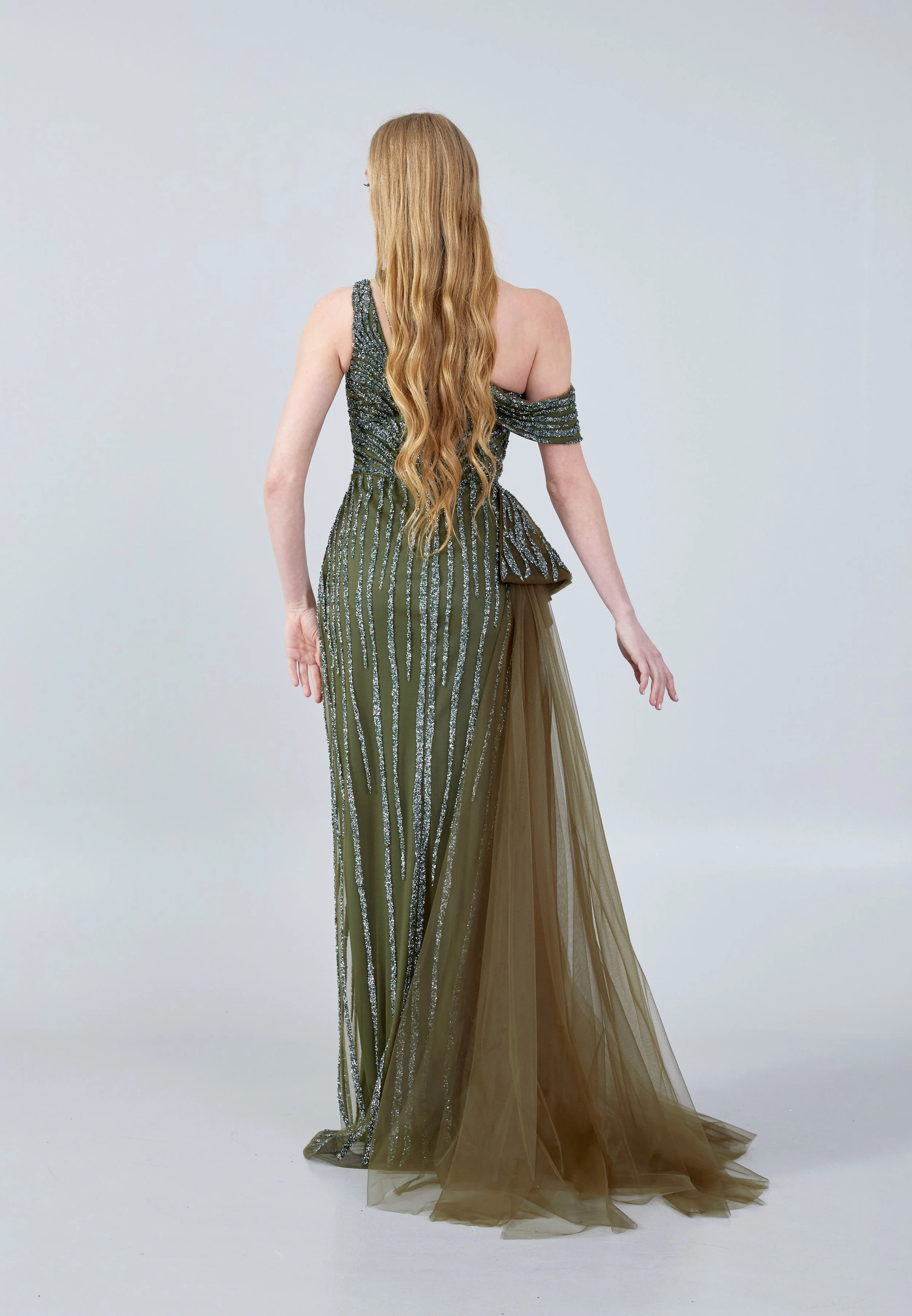 Sleeveless Maxi Tulle Column Regular Wedding Guest Dress aln1635 - Image 6