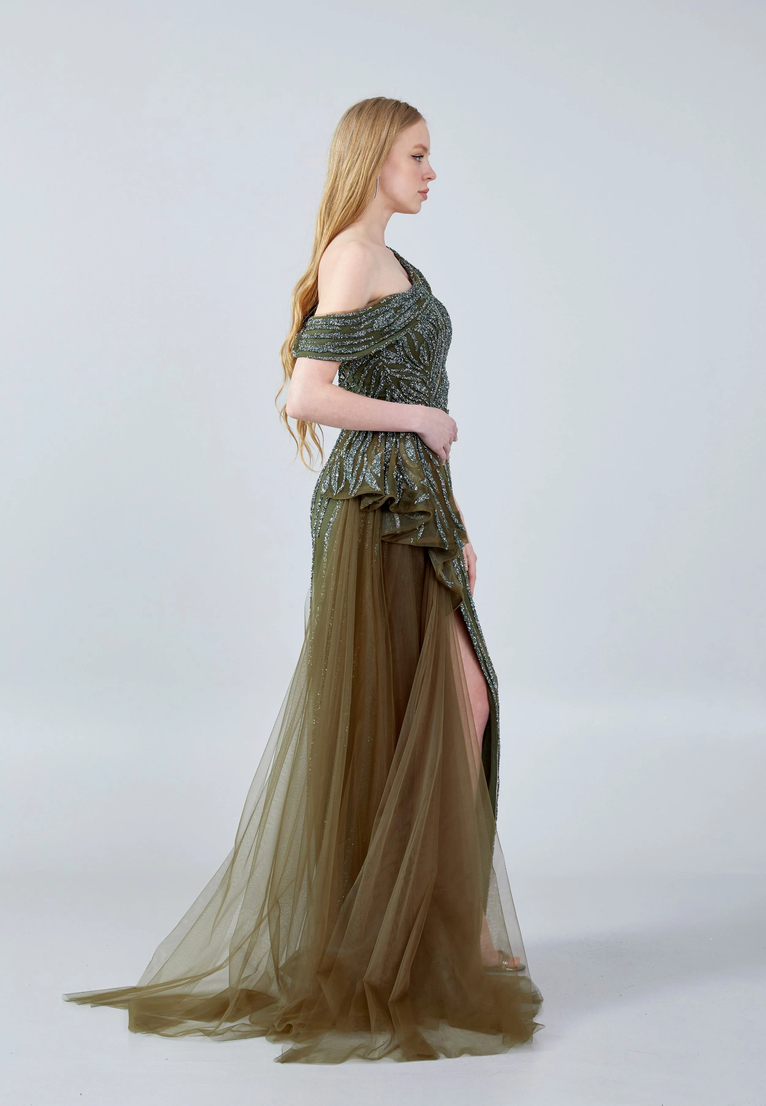 Sleeveless Maxi Tulle Column Regular Wedding Guest Dress aln1635 - Image 7