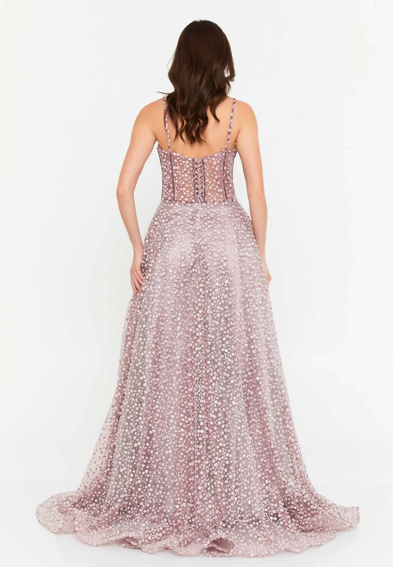 Sleeveless Maxi Tulle Column Regular Wedding Guest Dress aln1695 - Image 10