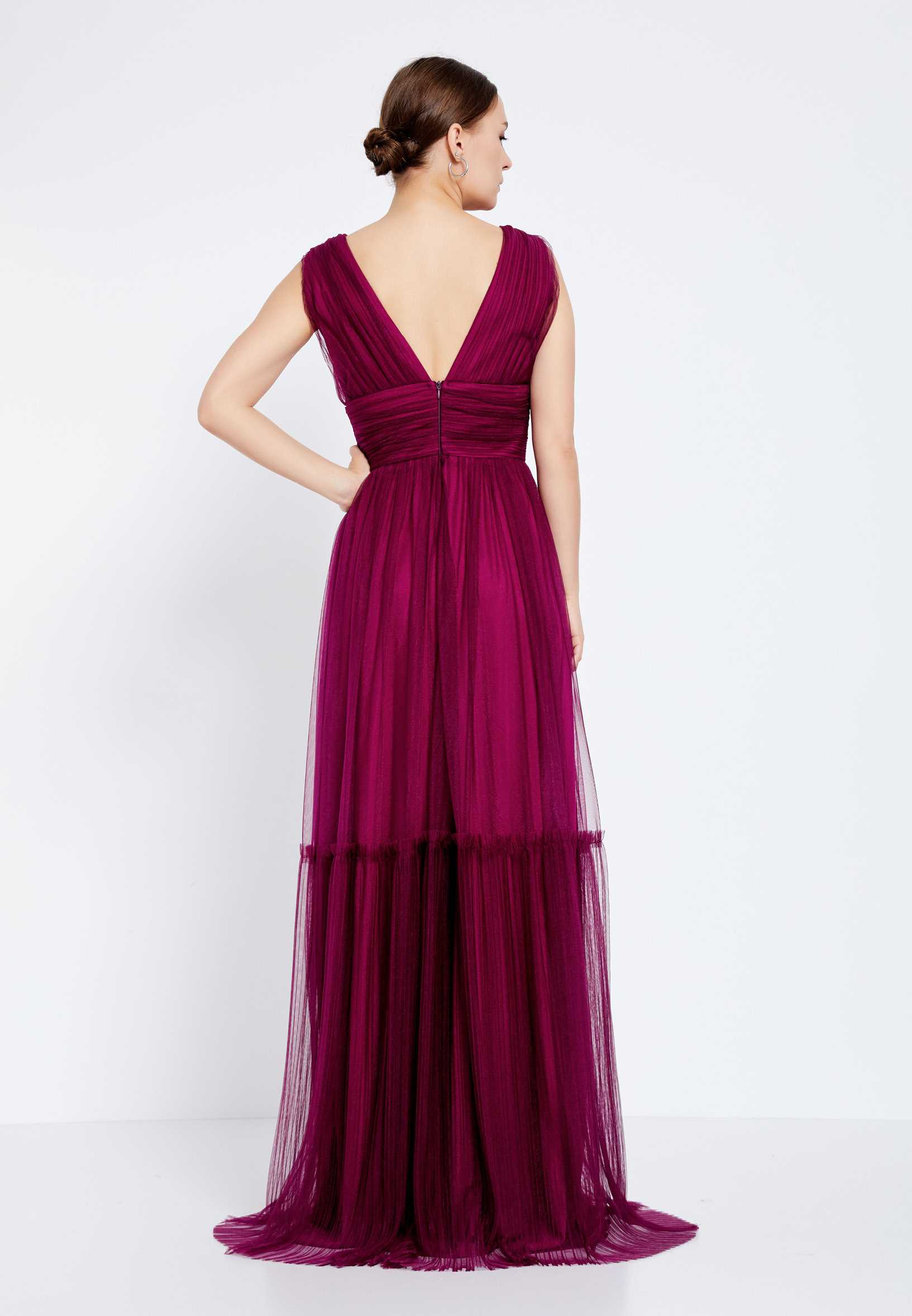 Sleeveless Maxi Tulle Column Regular Wedding Guest Dress brq1232 - Image 10
