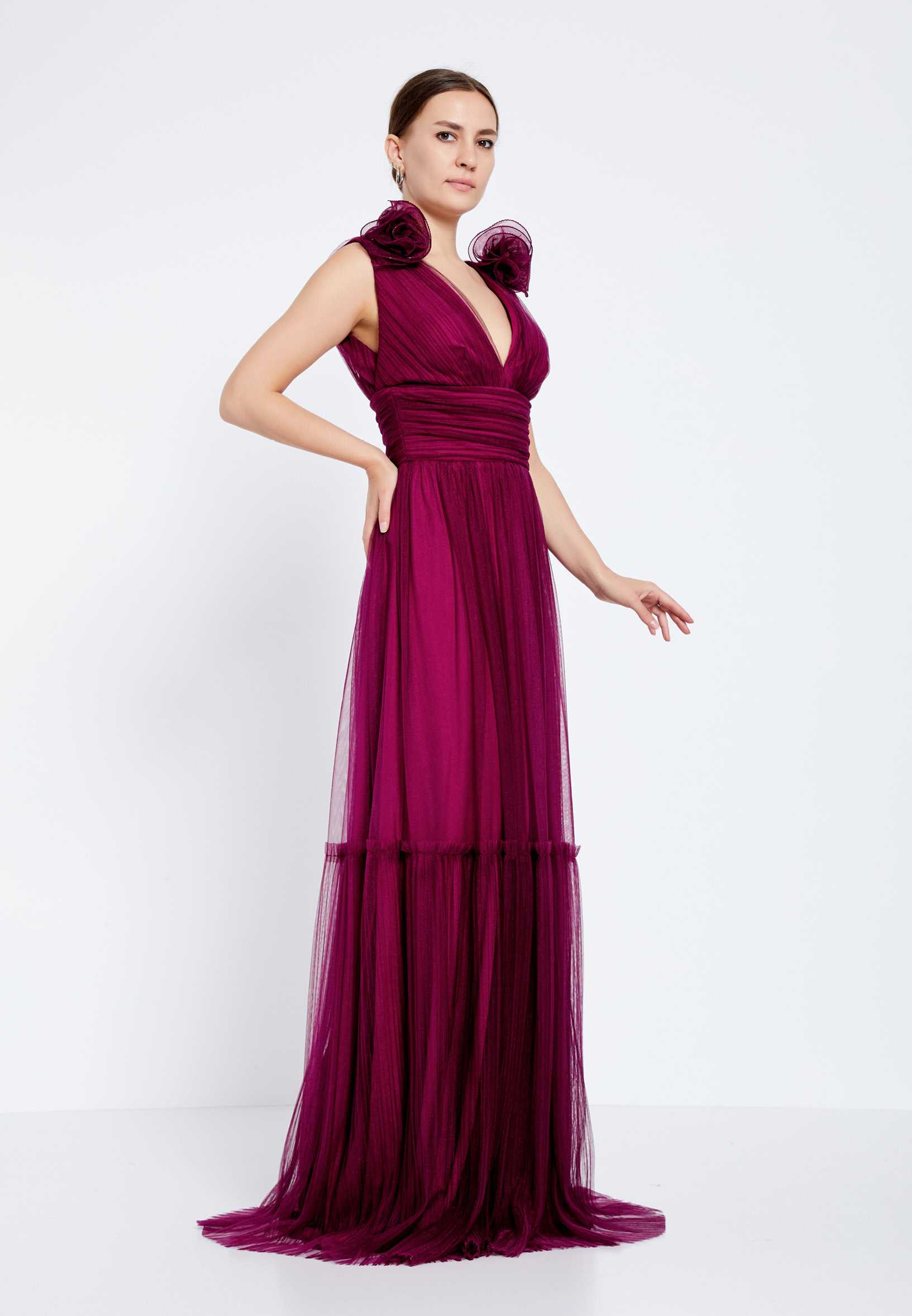 Sleeveless Maxi Tulle Column Regular Wedding Guest Dress brq1232 - Image 11