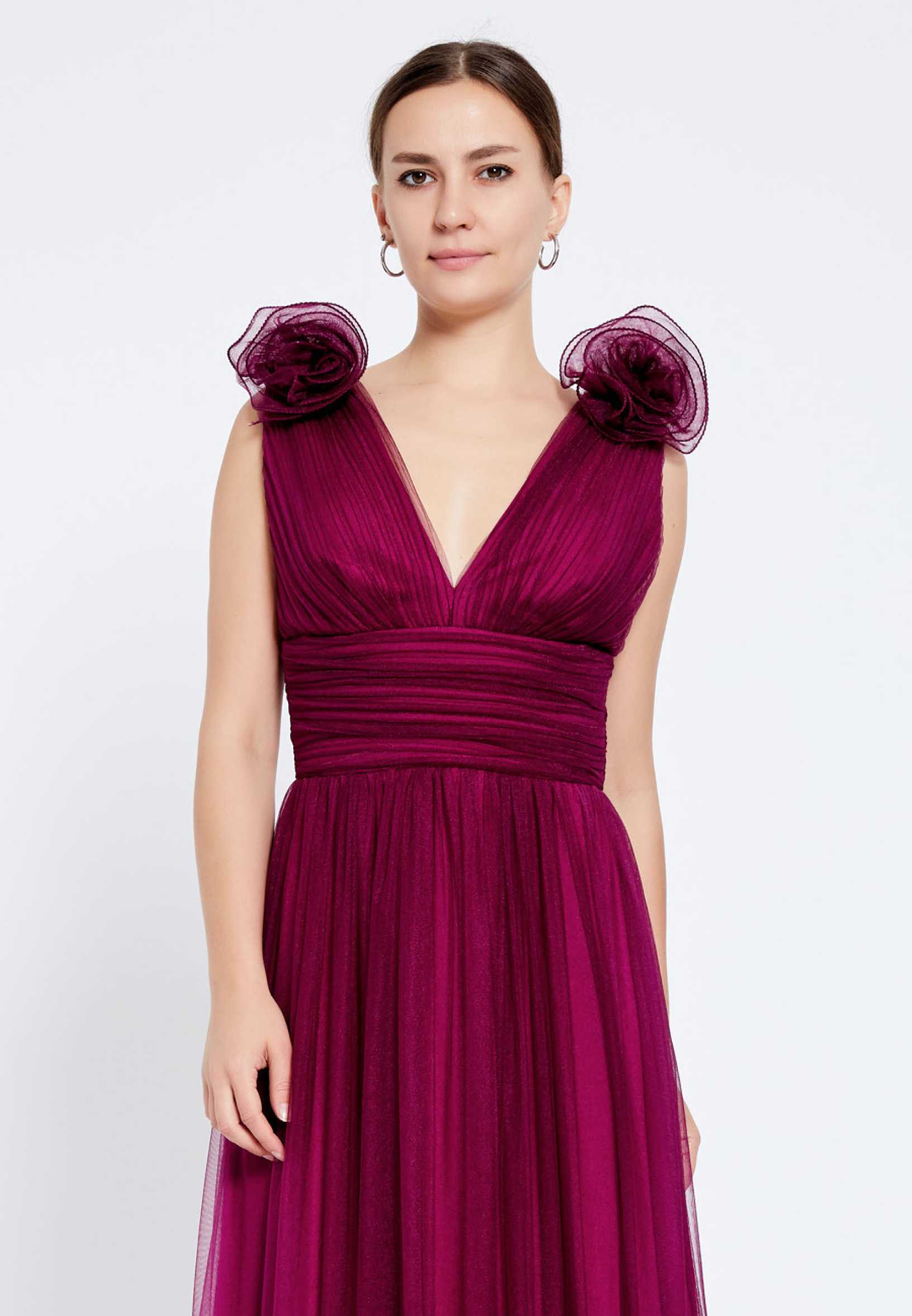 Sleeveless Maxi Tulle Column Regular Wedding Guest Dress brq1232 - Image 12