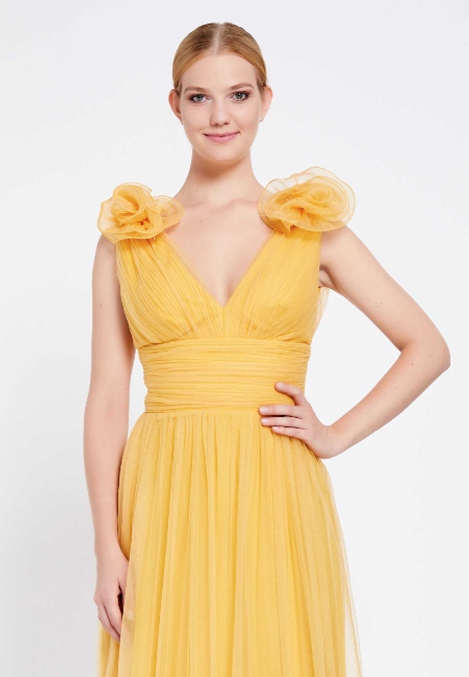 Sleeveless Maxi Tulle Column Regular Wedding Guest Dress brq1232 - Image 16