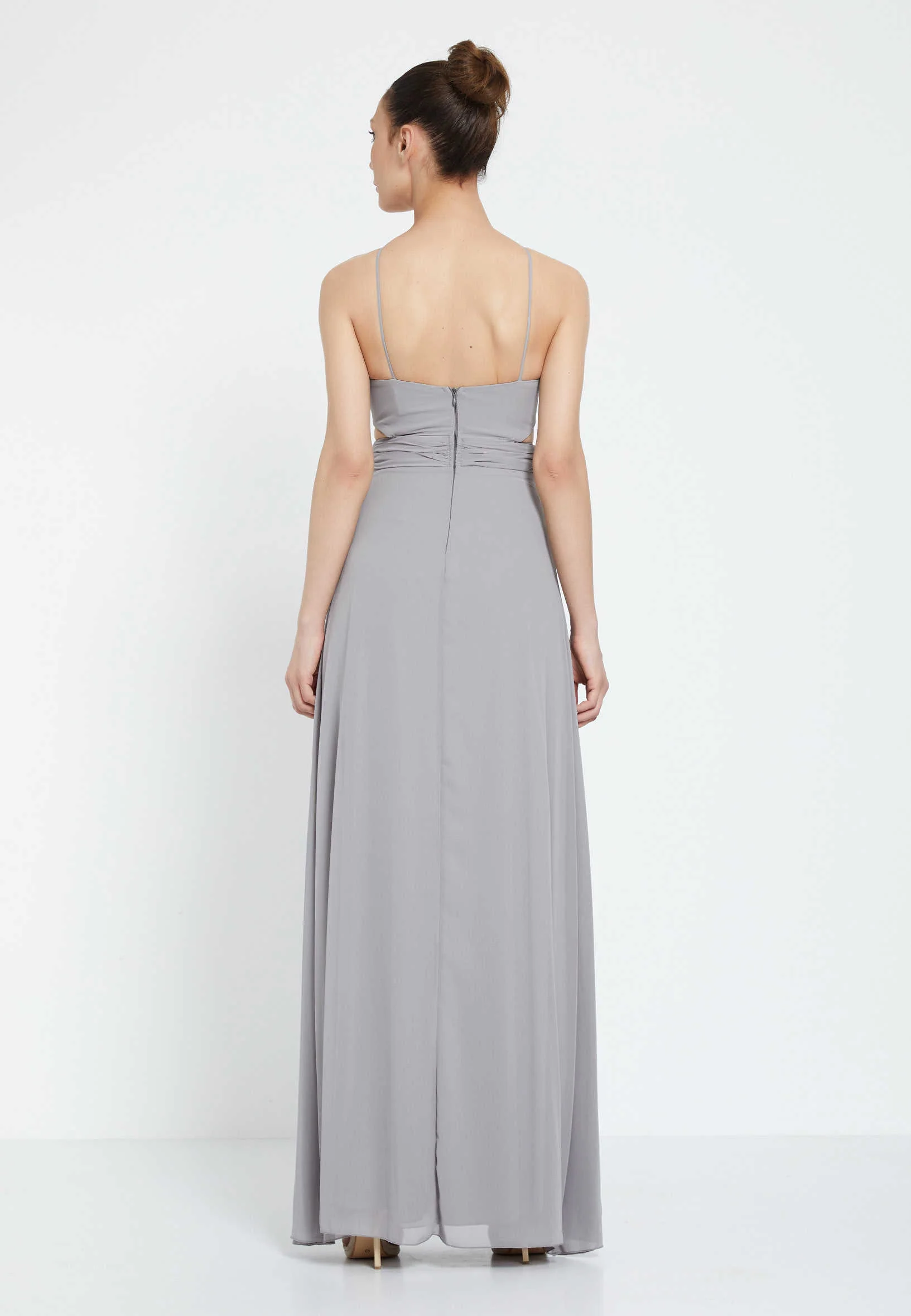 Sleeveless Maxi Tulle Column Regular Wedding Guest Dress drd8166-kb - Image 2
