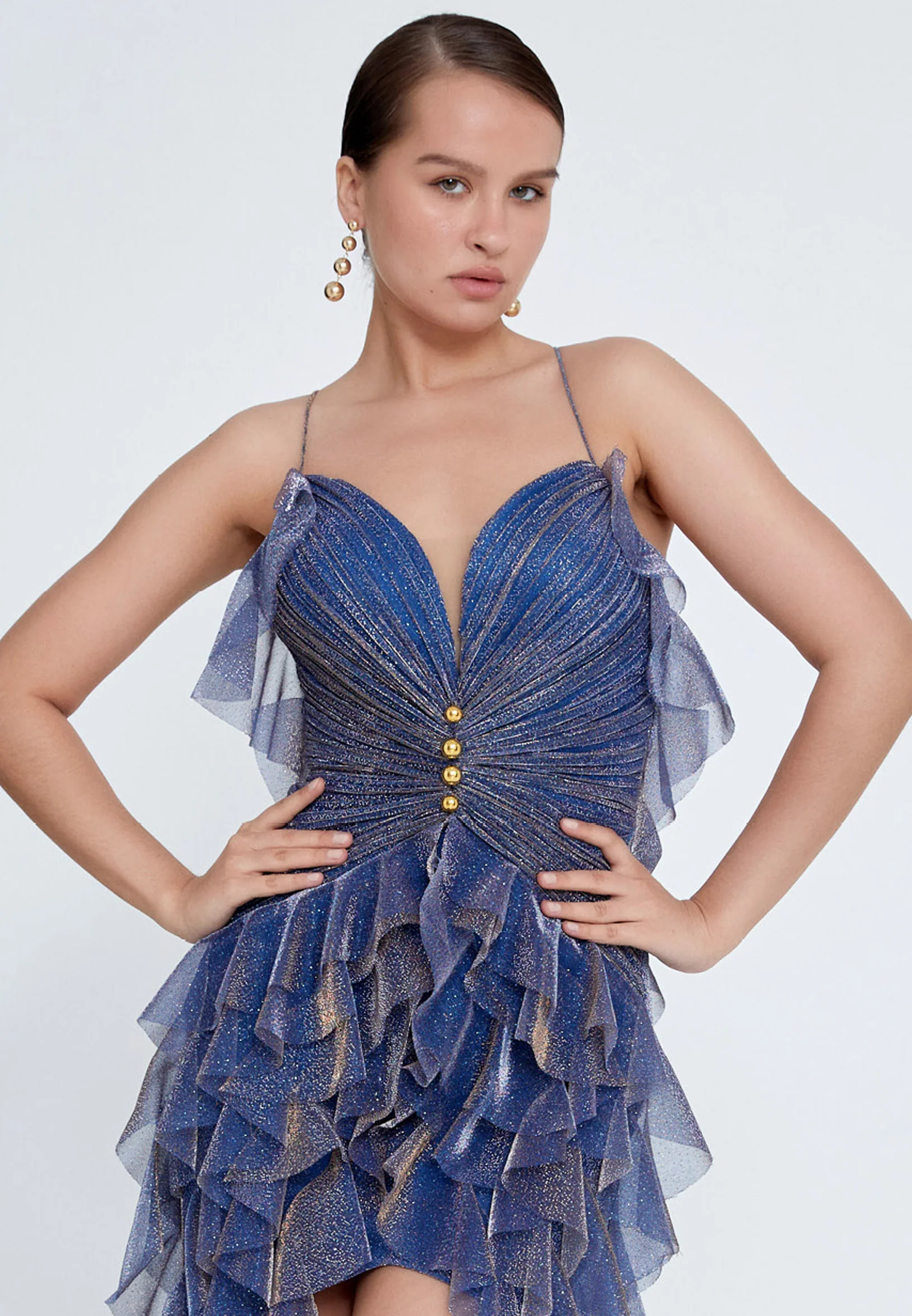 Sleeveless Maxi Tulle Column Regular Wedding Guest Dress omn054 - Image 4