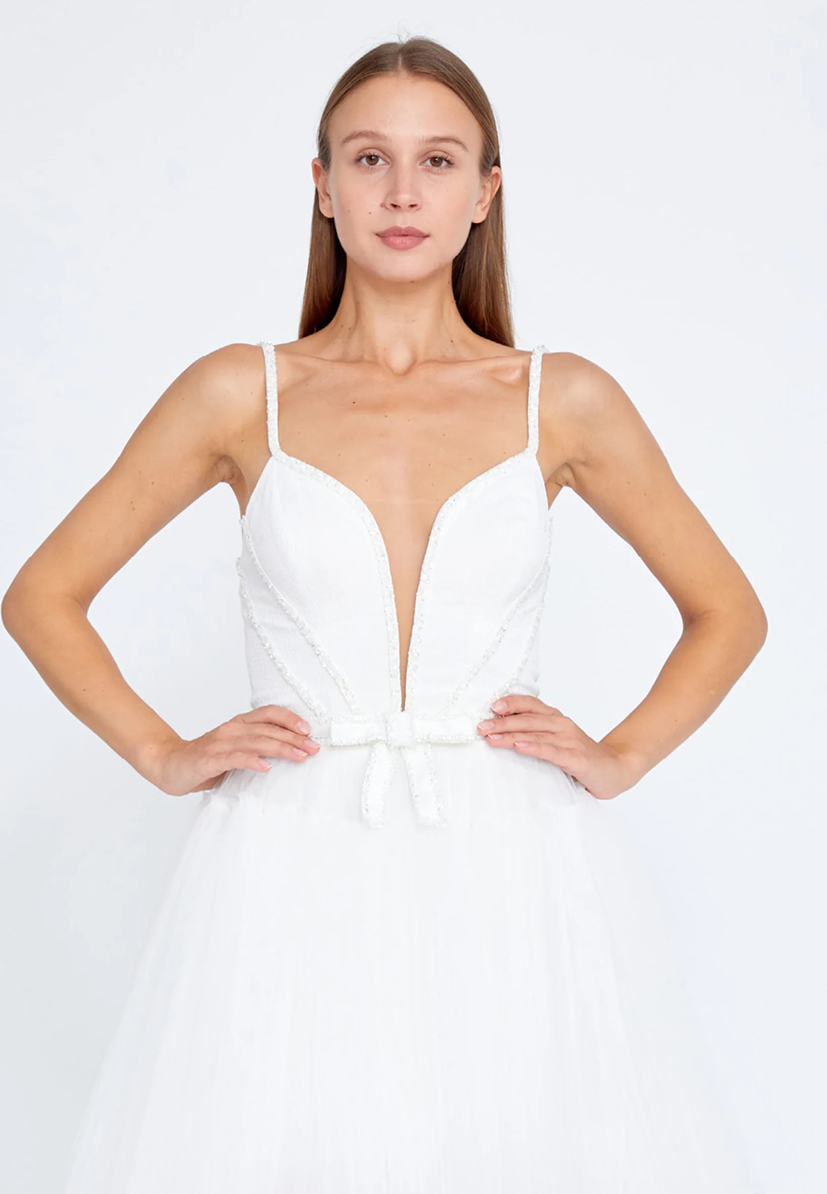 Sleeveless Maxi Tulle Column Regular Wedding Guest Dress omn720 - Image 8