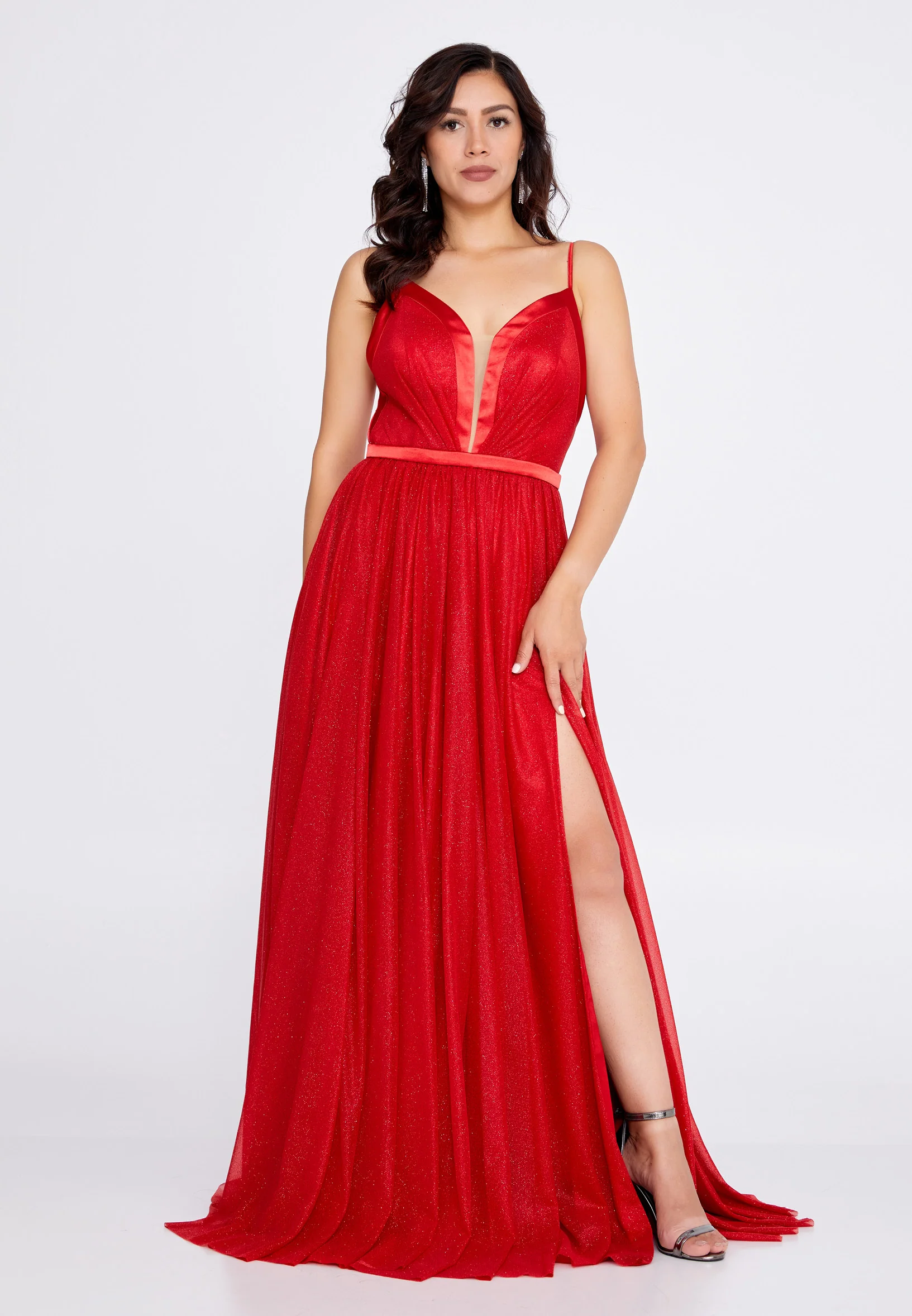 Sleeveless Maxi Tulle Column Regular Wedding Guest Dress pau4244 - Image 5
