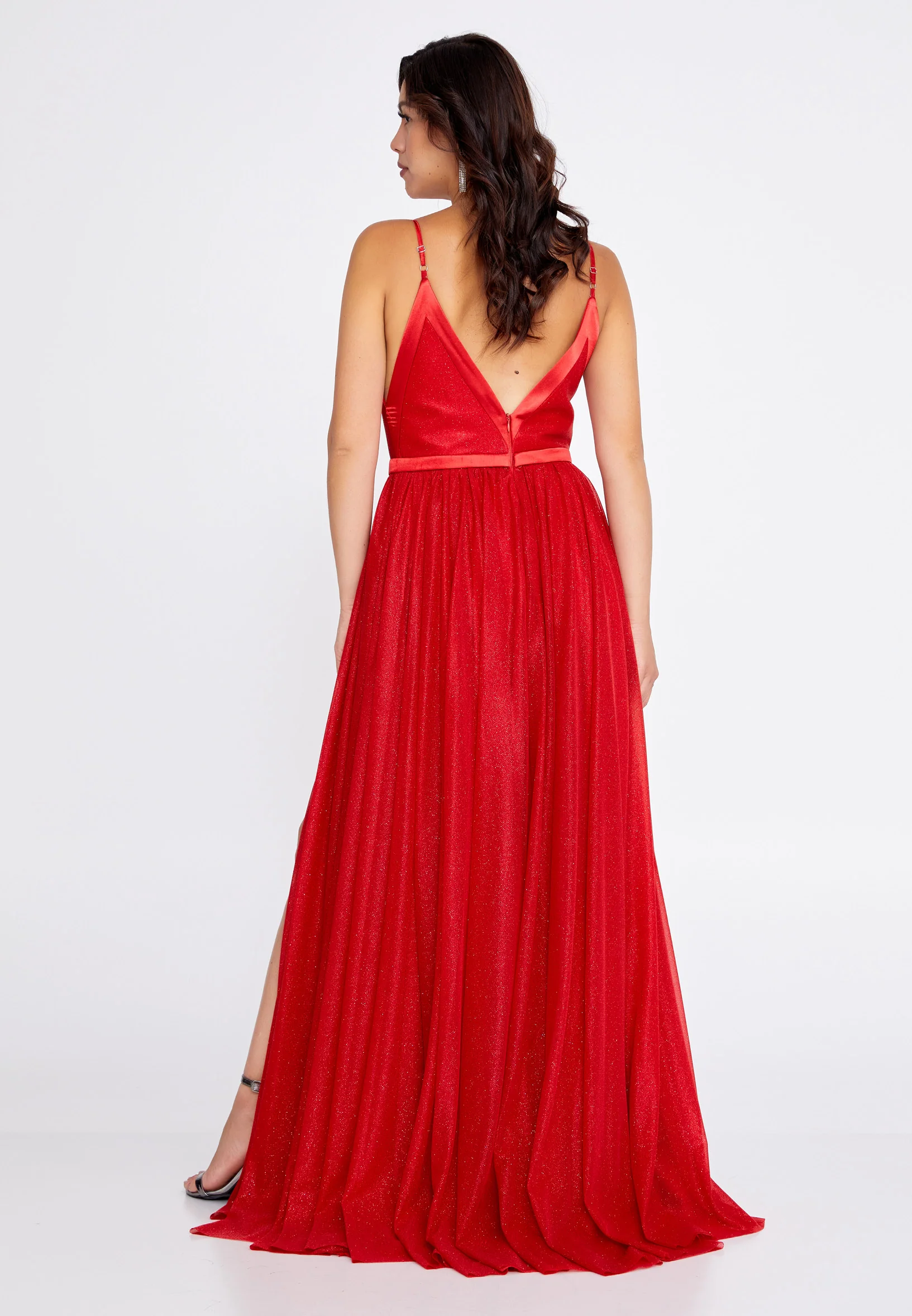 Sleeveless Maxi Tulle Column Regular Wedding Guest Dress pau4244 - Image 6