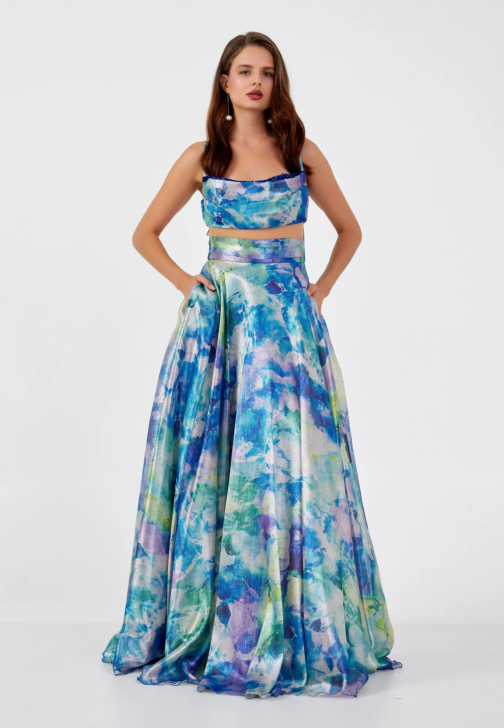 Sleeveless Maxi Tulle Column Regular Wedding Guest Dress prl739
