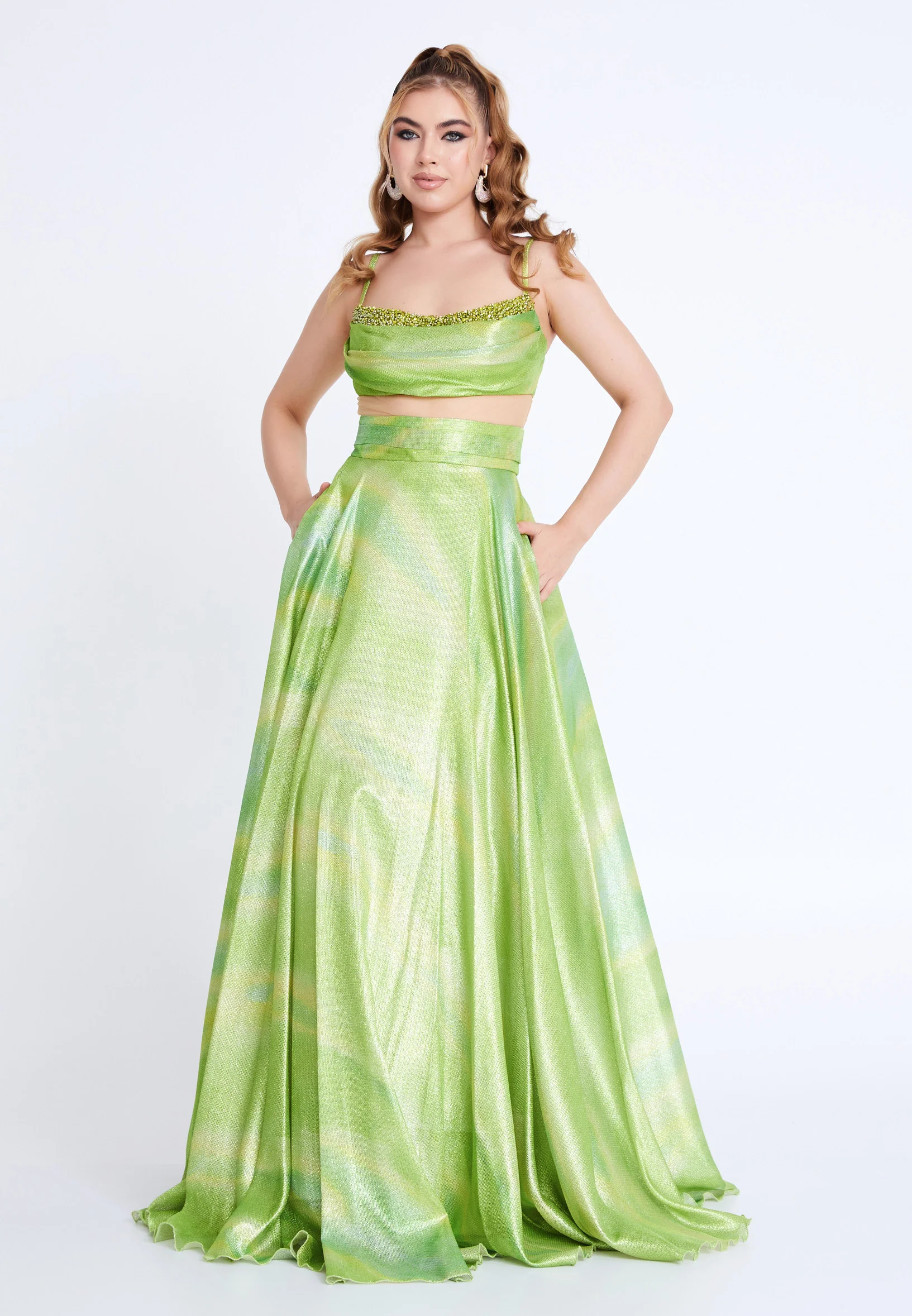 Sleeveless Maxi Tulle Column Regular Wedding Guest Dress prl739 - Image 11
