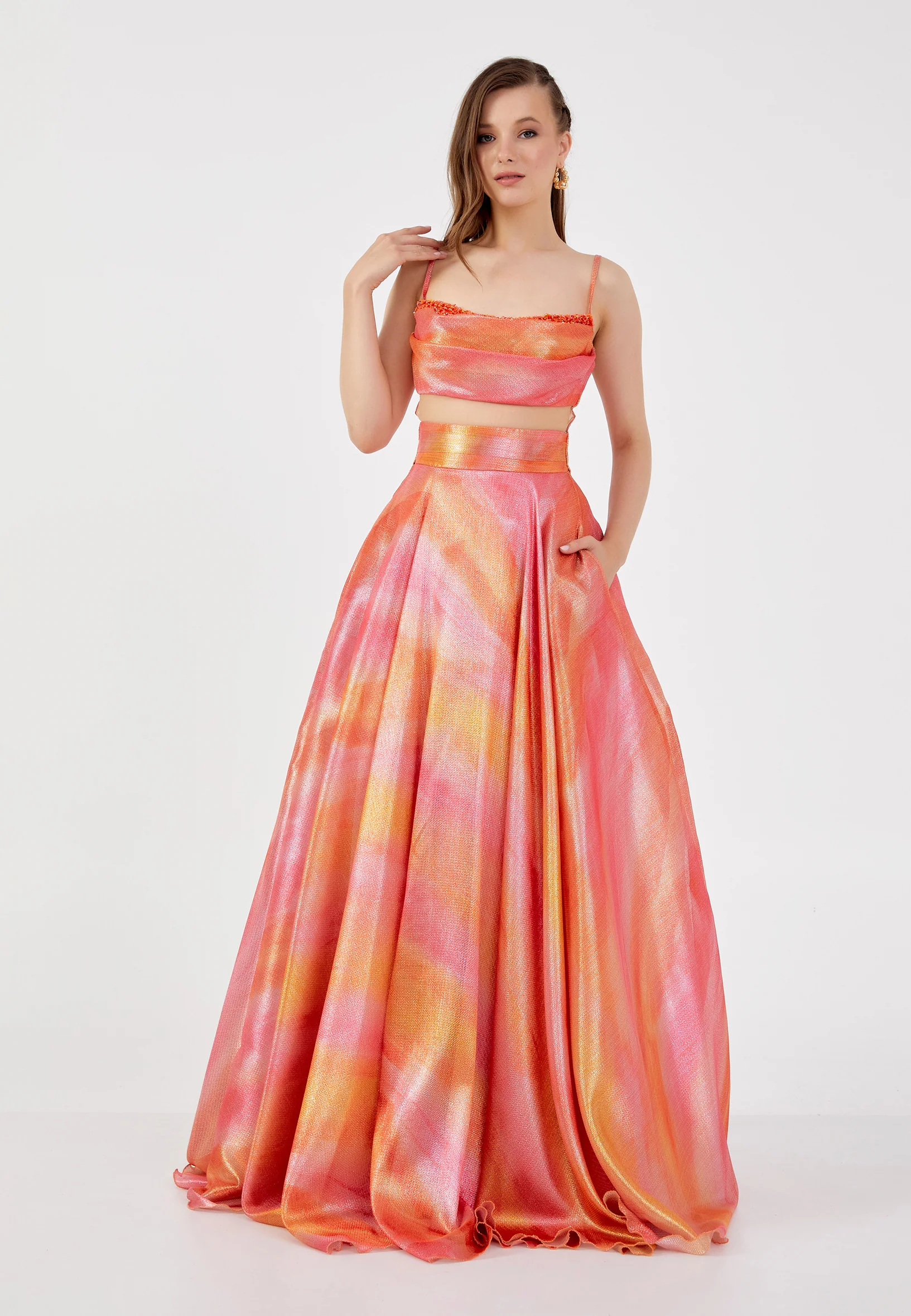 Sleeveless Maxi Tulle Column Regular Wedding Guest Dress prl739 - Image 7