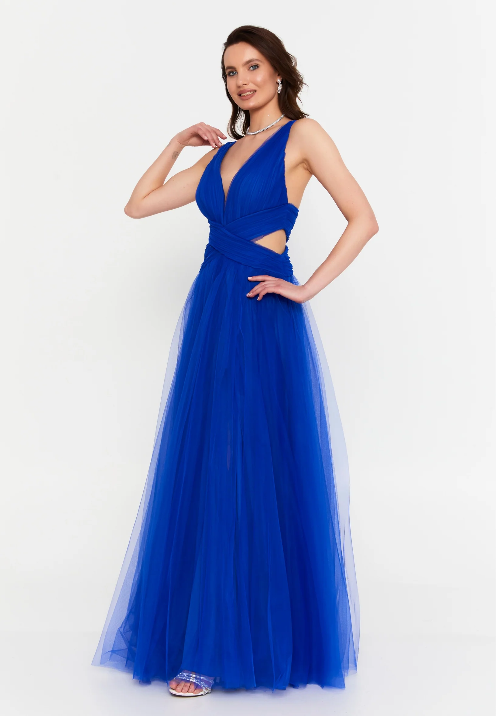 Sleeveless Maxi Tulle Column Regular Wedding Guest Dress prl836 - Image 3