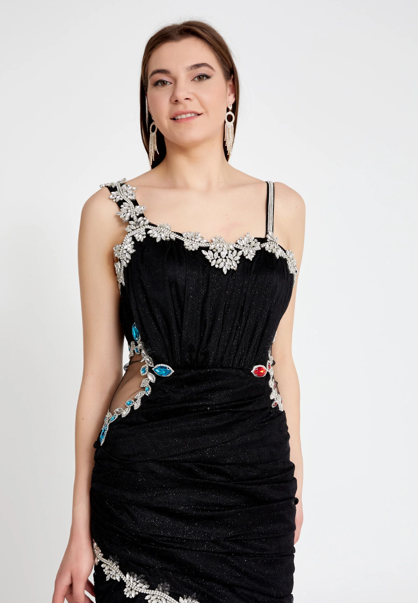 Sleeveless Maxi Tulle Fit & Flare Regular Prom Dress mtn2285 - Image 11