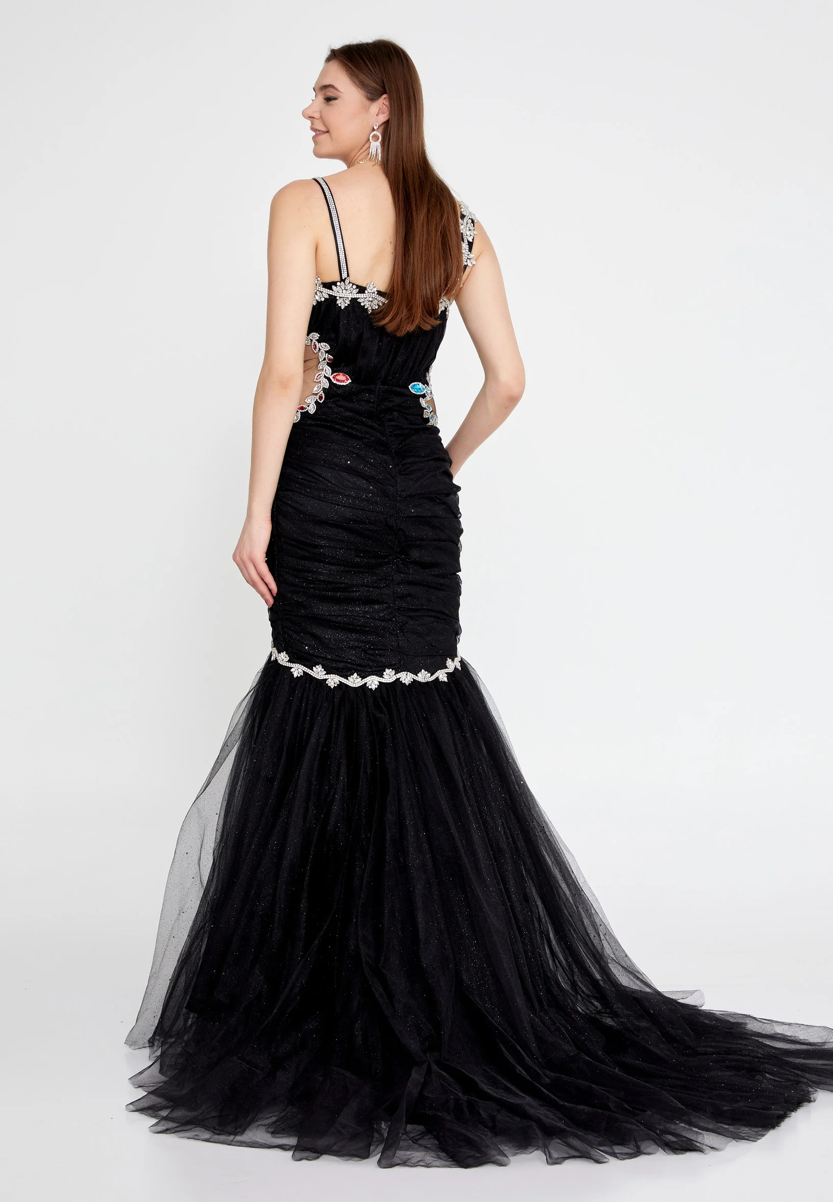 Sleeveless Maxi Tulle Fit & Flare Regular Prom Dress mtn2285 - Image 13