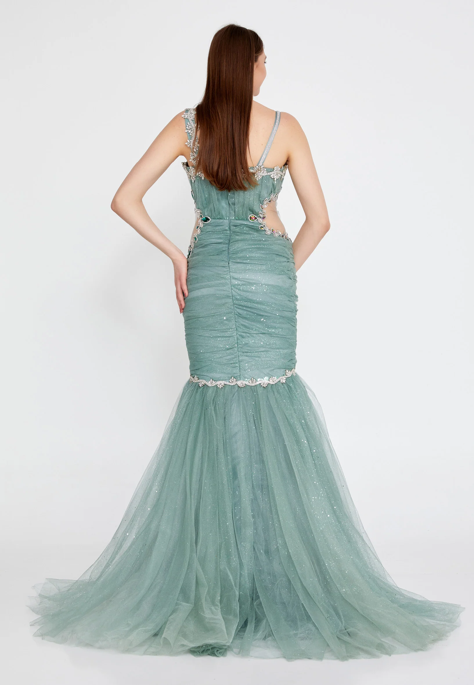 Sleeveless Maxi Tulle Fit & Flare Regular Prom Dress mtn2285 - Image 21