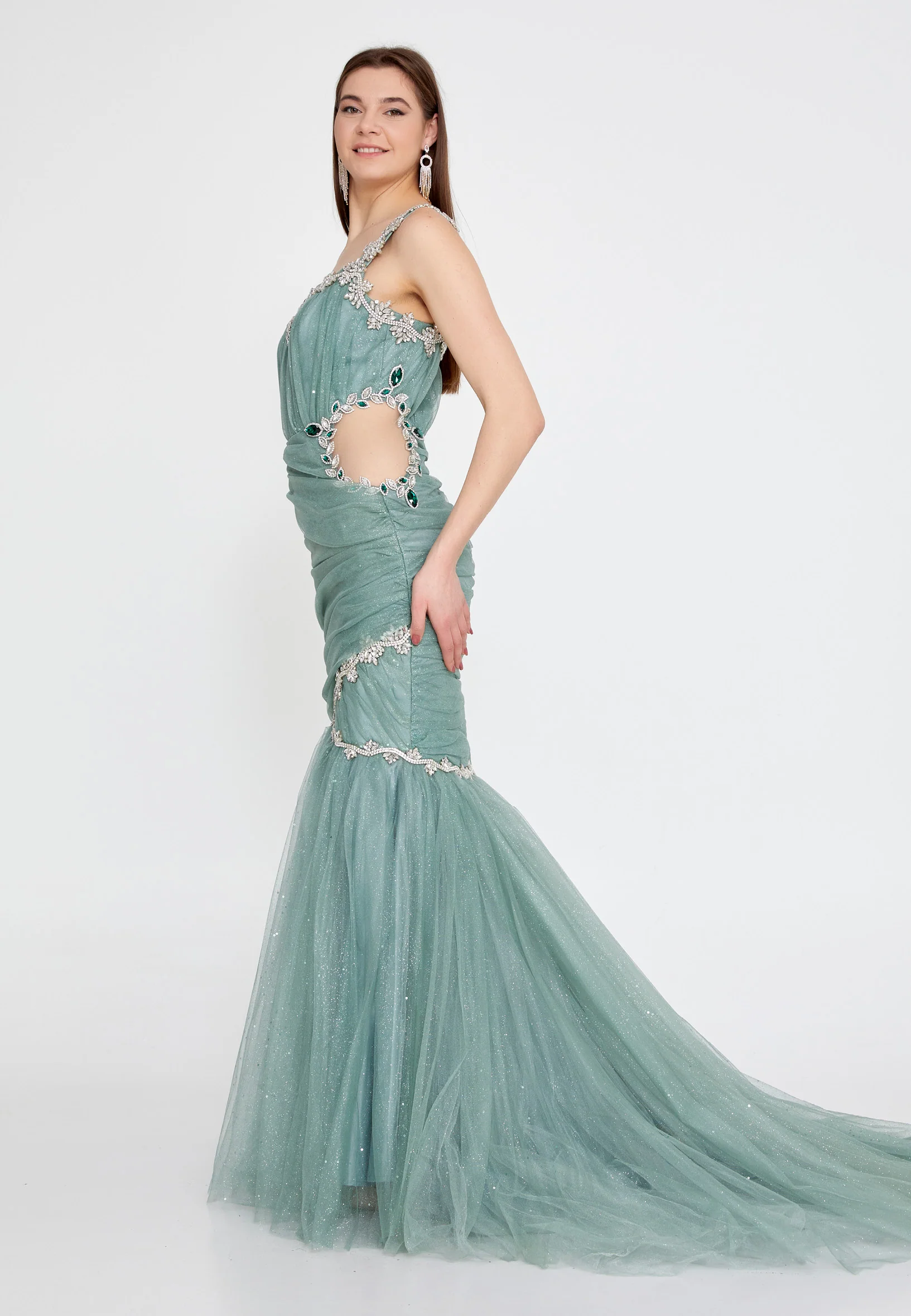 Sleeveless Maxi Tulle Fit & Flare Regular Prom Dress mtn2285 - Image 22