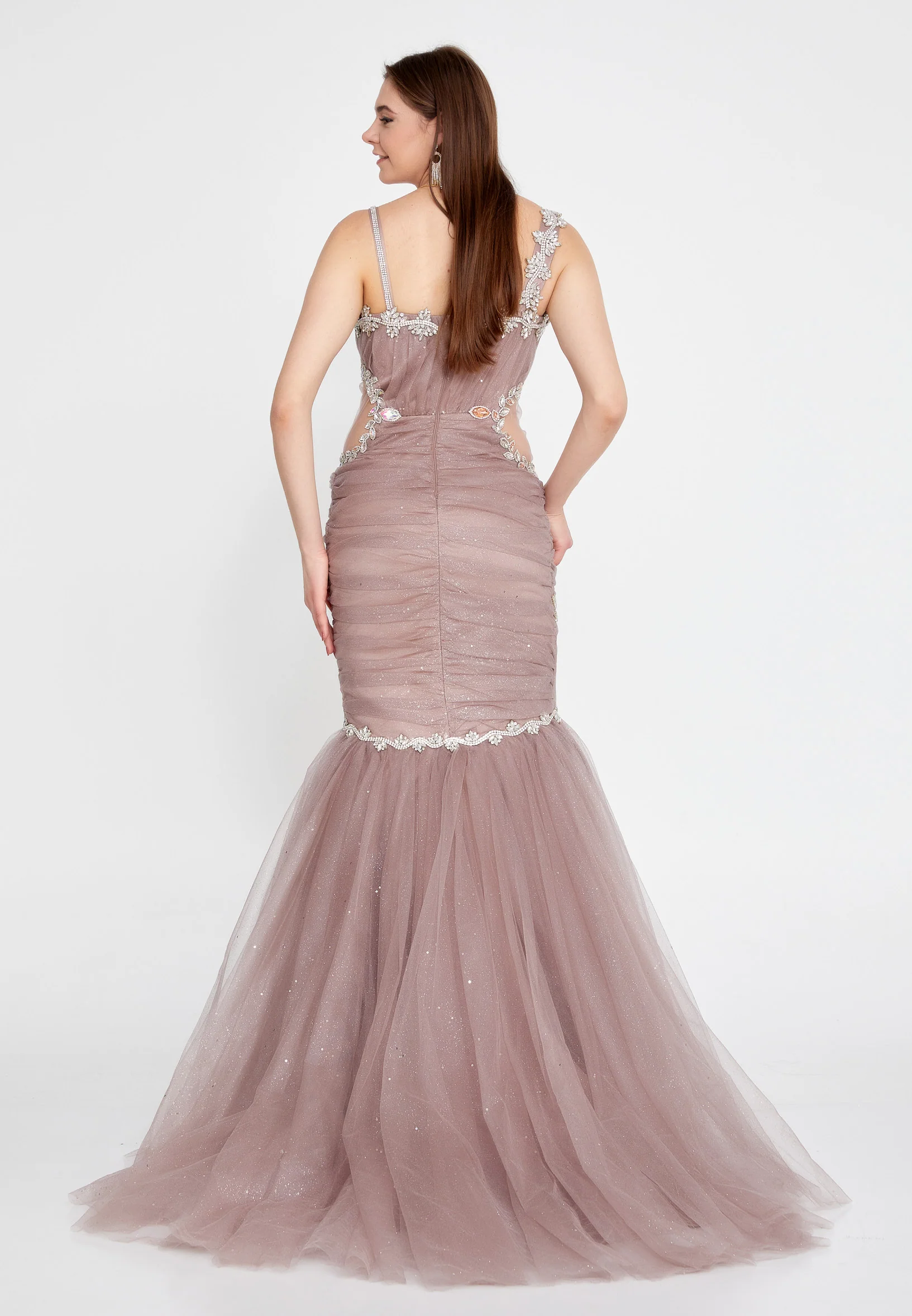 Sleeveless Maxi Tulle Fit & Flare Regular Prom Dress mtn2285 - Image 5