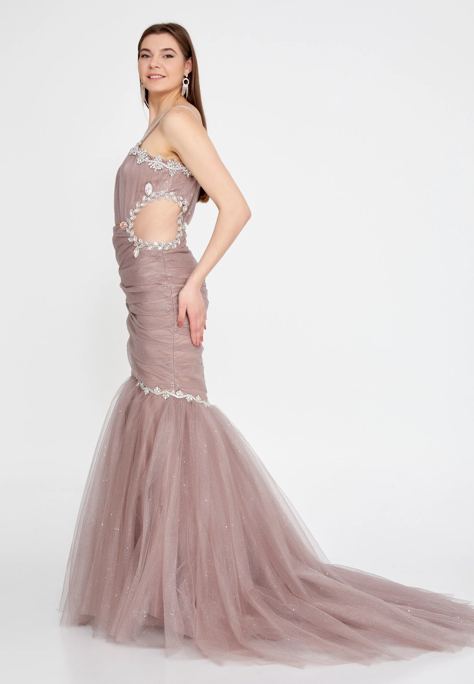 Sleeveless Maxi Tulle Fit & Flare Regular Prom Dress mtn2285 - Image 6