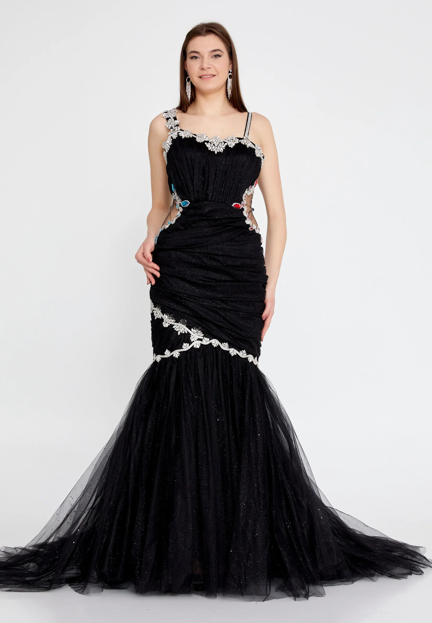 Sleeveless Maxi Tulle Fit & Flare Regular Prom Dress mtn2285 - Image 9