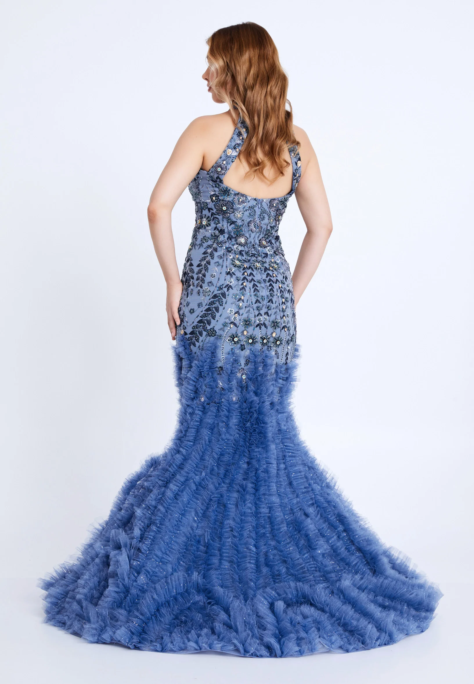 Sleeveless Maxi Tulle Fit & Flare Regular Prom Dress mtn88188 - Image 10