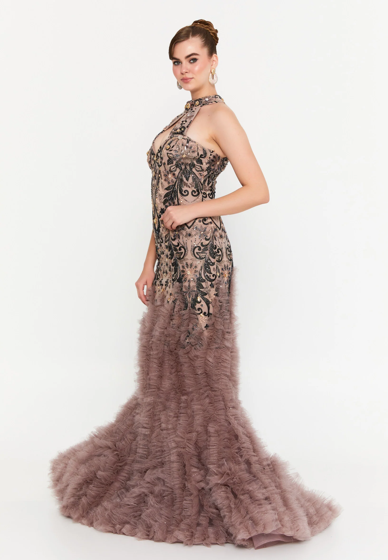Sleeveless Maxi Tulle Fit & Flare Regular Prom Dress mtn88188 - Image 15