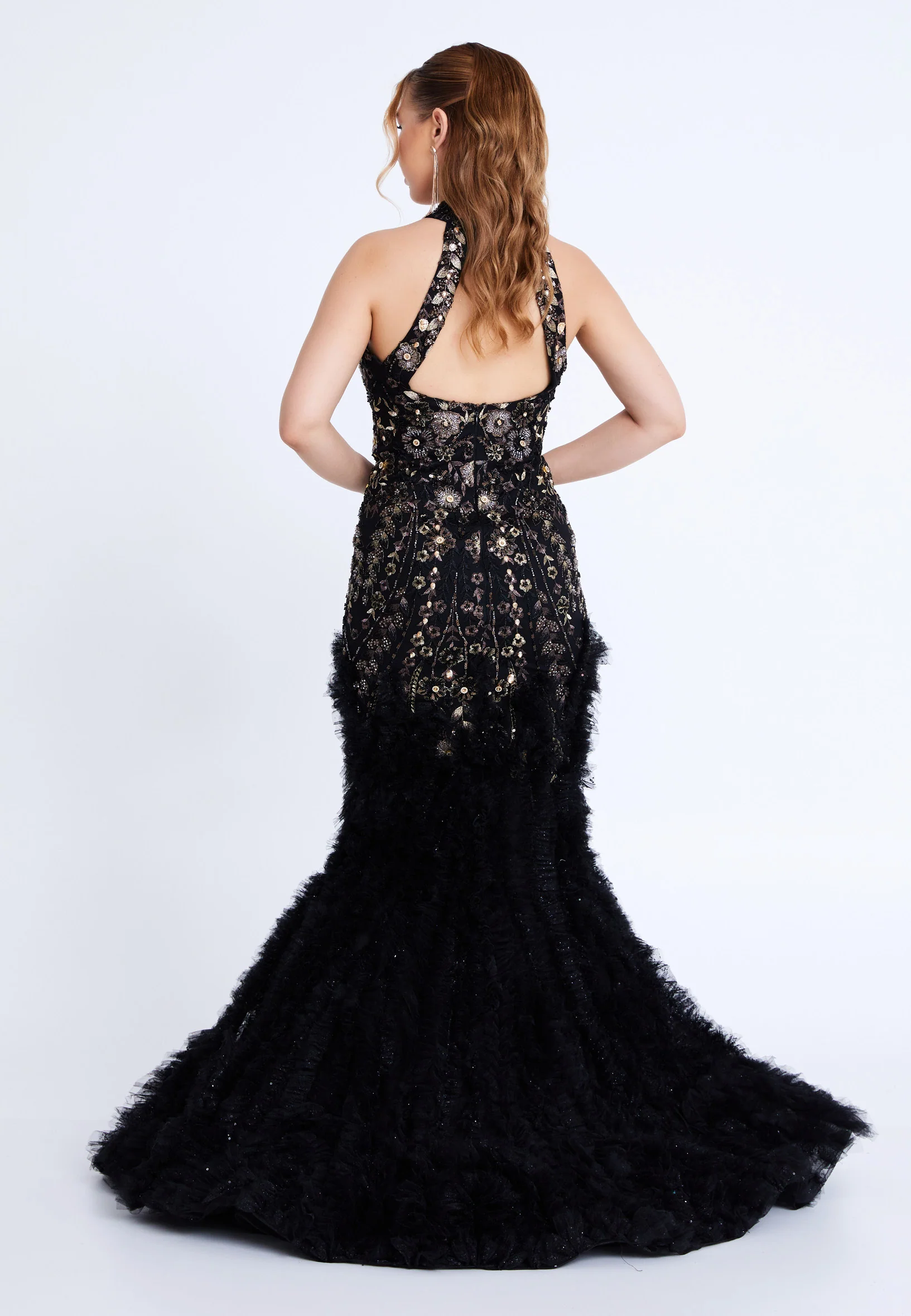 Sleeveless Maxi Tulle Fit & Flare Regular Prom Dress mtn88188 - Image 6