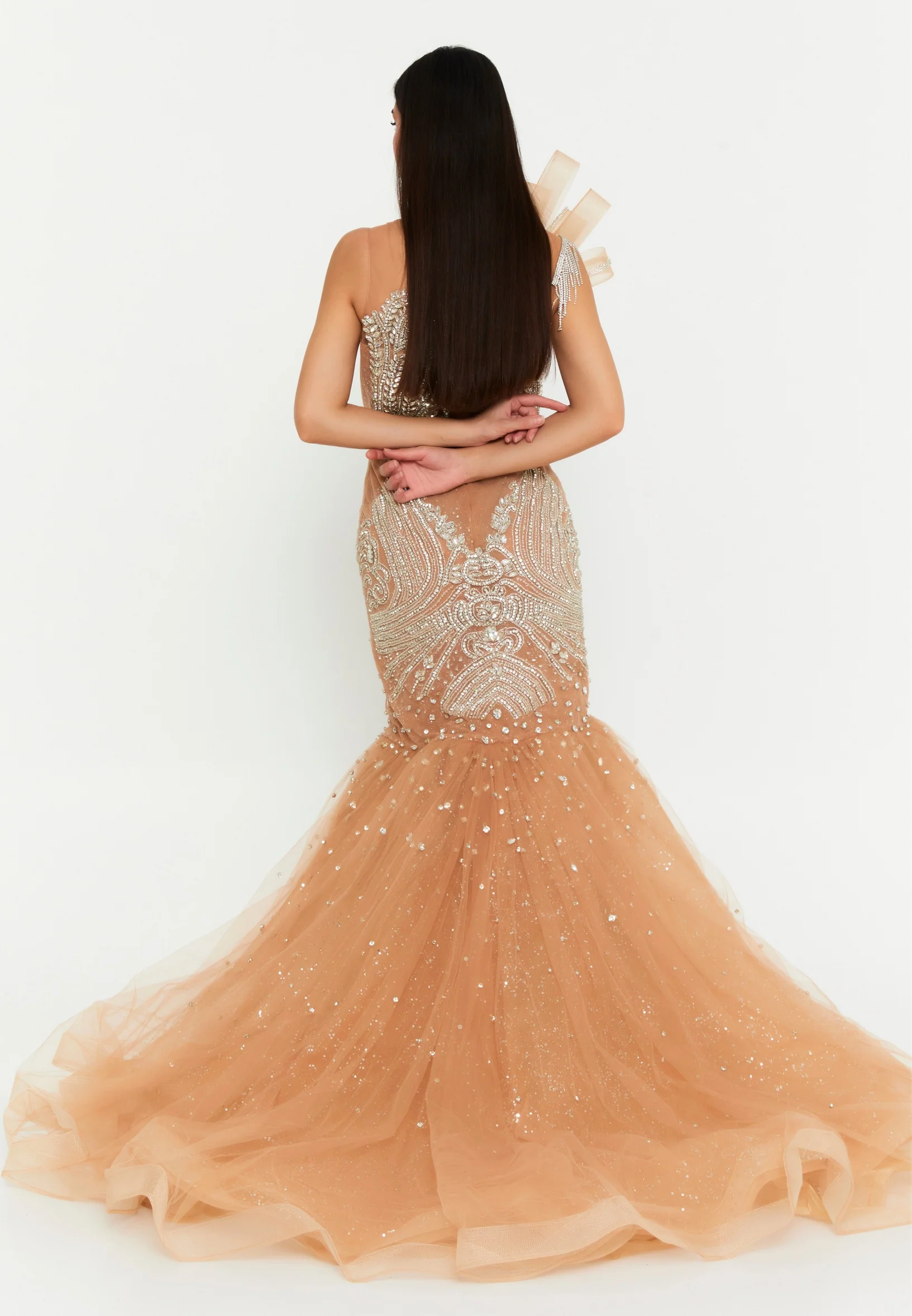 Sleeveless Maxi Tulle Fit & Flare Regular Prom Dress mtn88194 - Image 10
