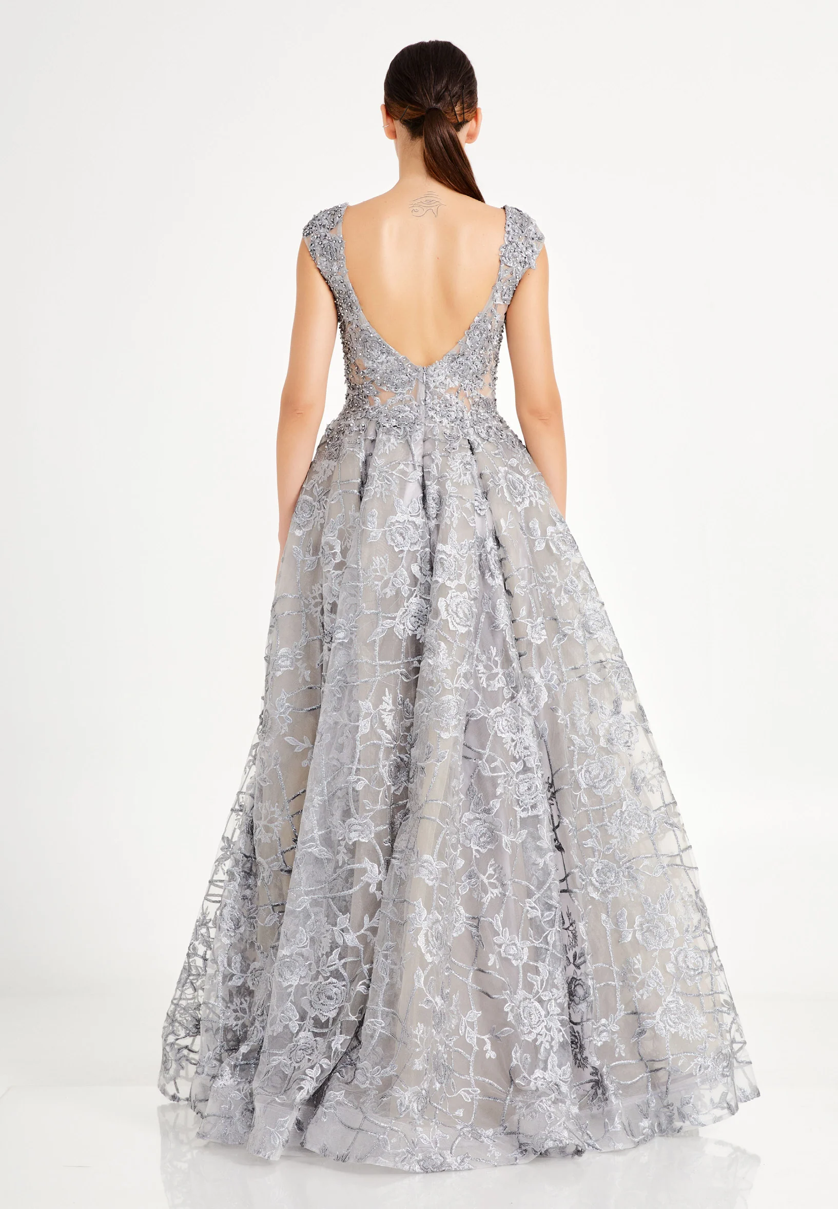 Sleeveless Maxi Tulle Gown Regular Prom Dress aln1302 - Image 2