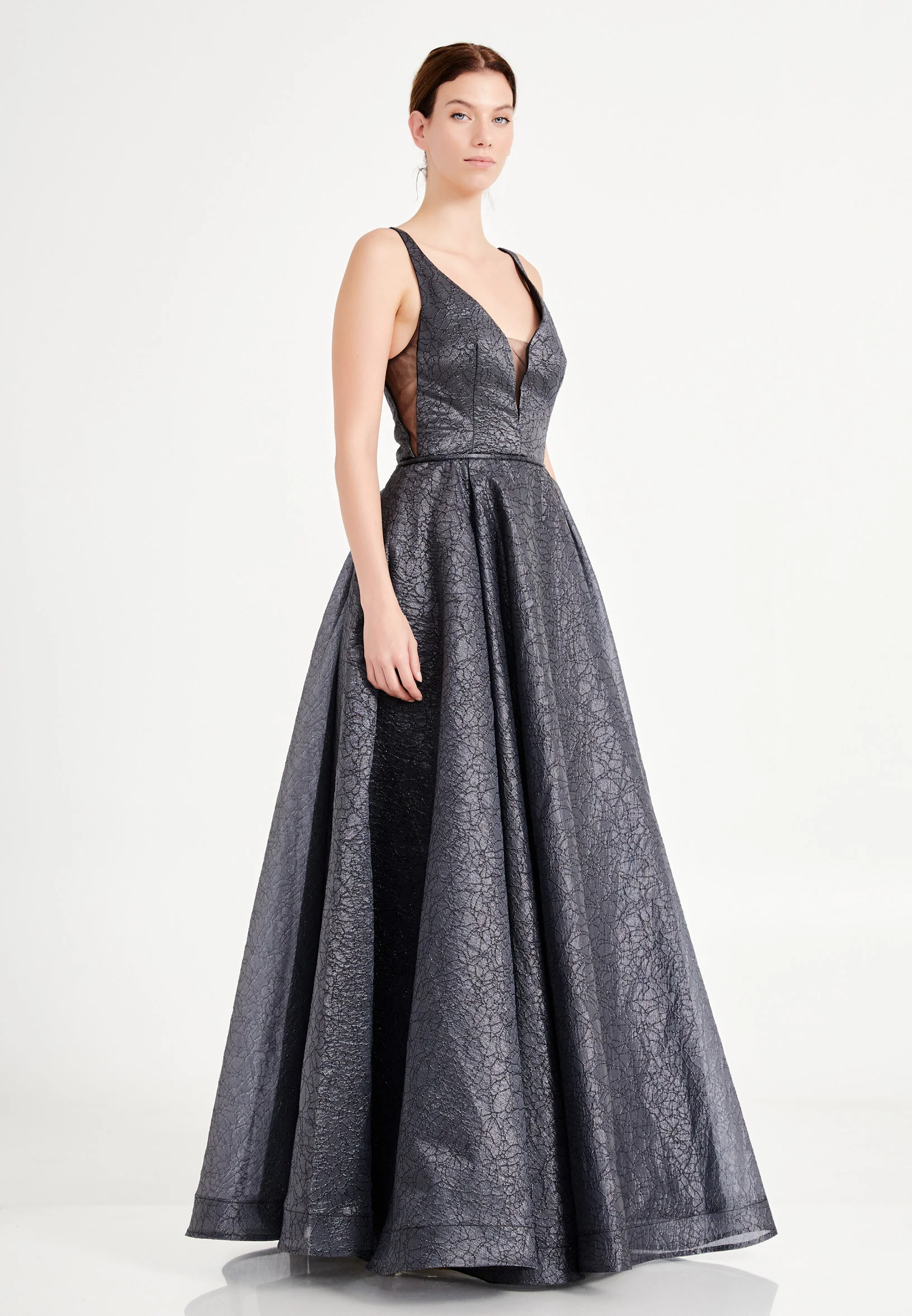 Sleeveless Maxi Tulle Gown Regular Prom Dress ron7002-1 - Image 3