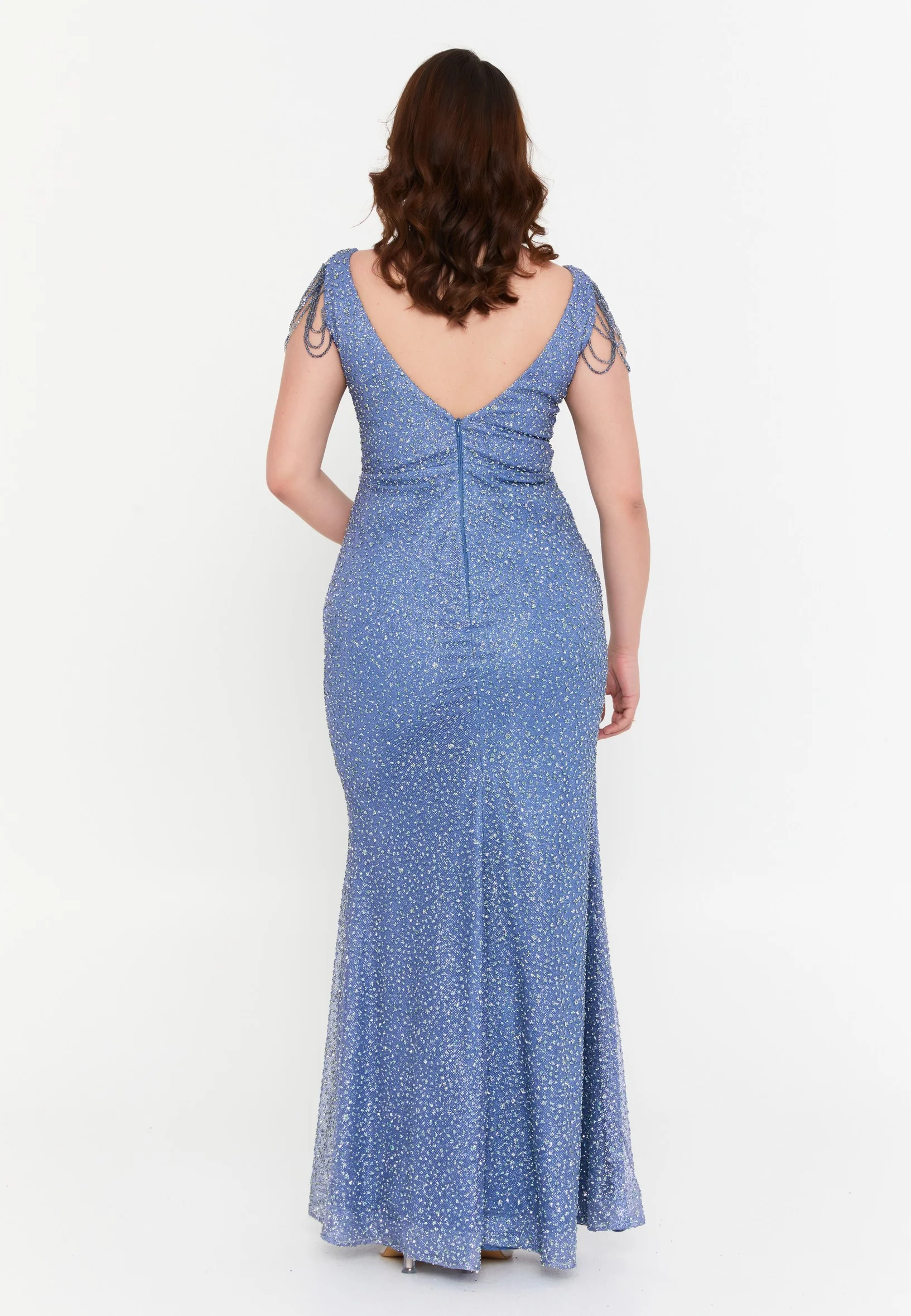 Sleeveless Maxi Tulle Mermaid Plus Size Wedding Guest Dress aln01709 - Image 14
