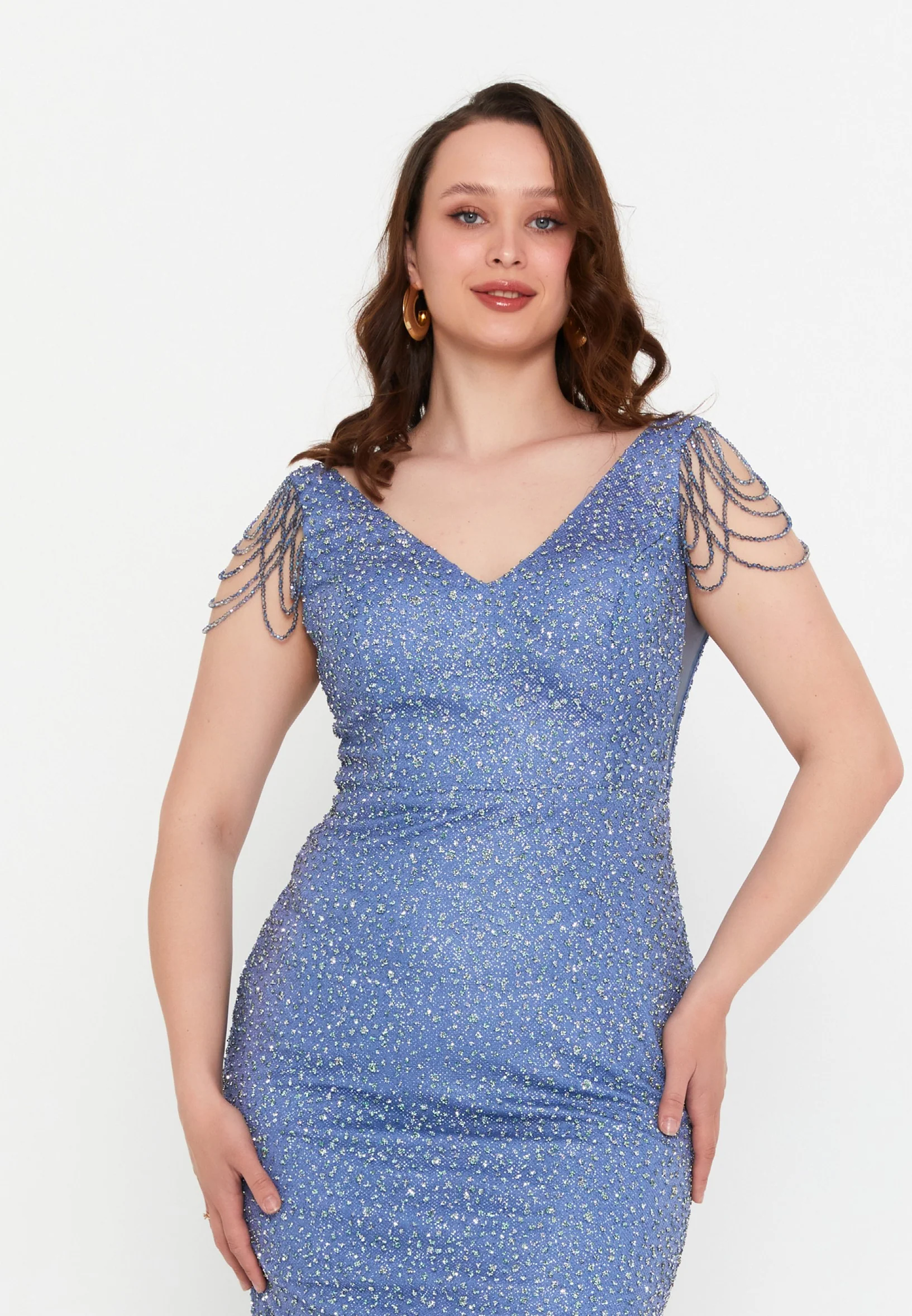 Sleeveless Maxi Tulle Mermaid Plus Size Wedding Guest Dress aln01709 - Image 16