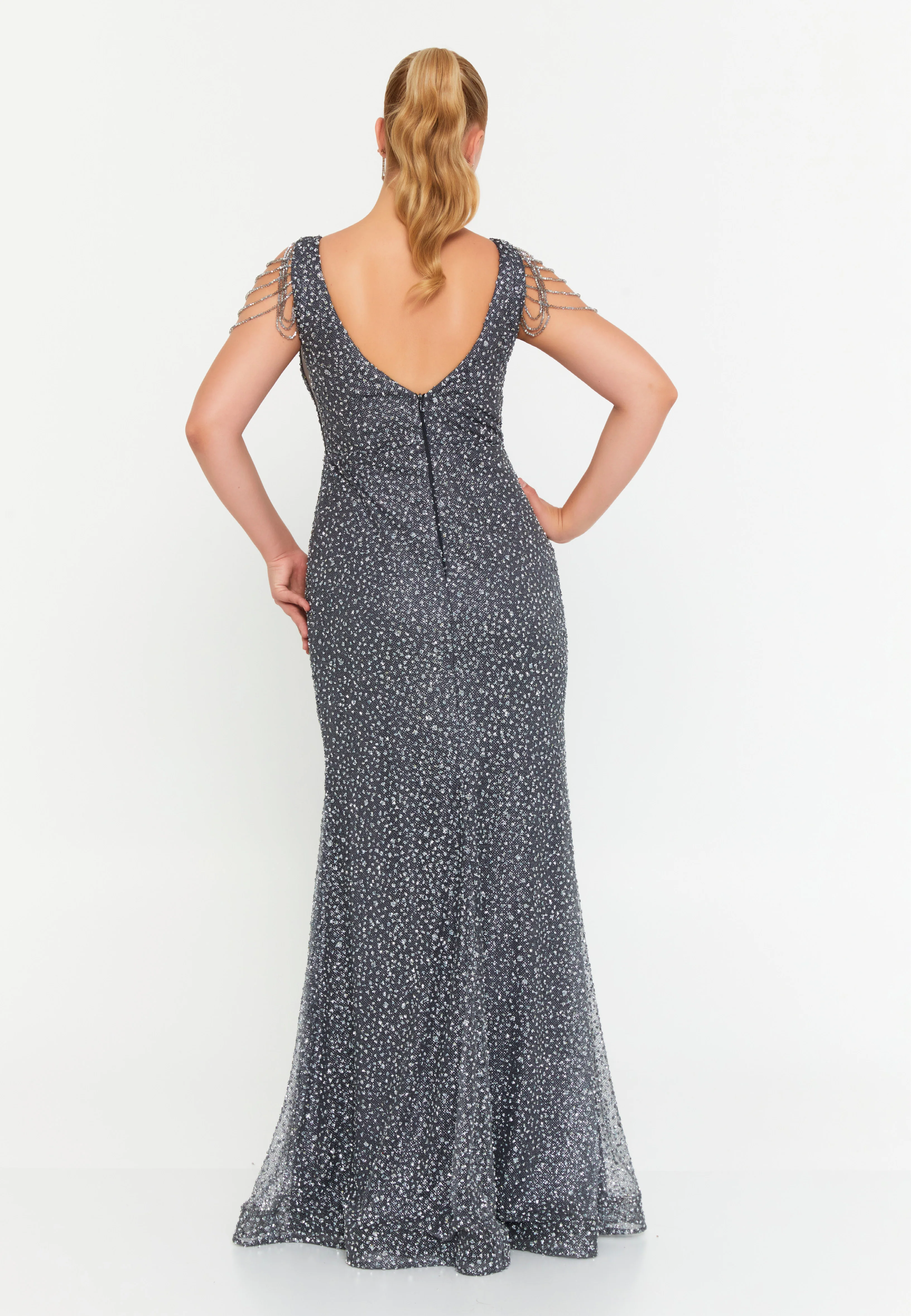 Sleeveless Maxi Tulle Mermaid Plus Size Wedding Guest Dress aln01709 - Image 2