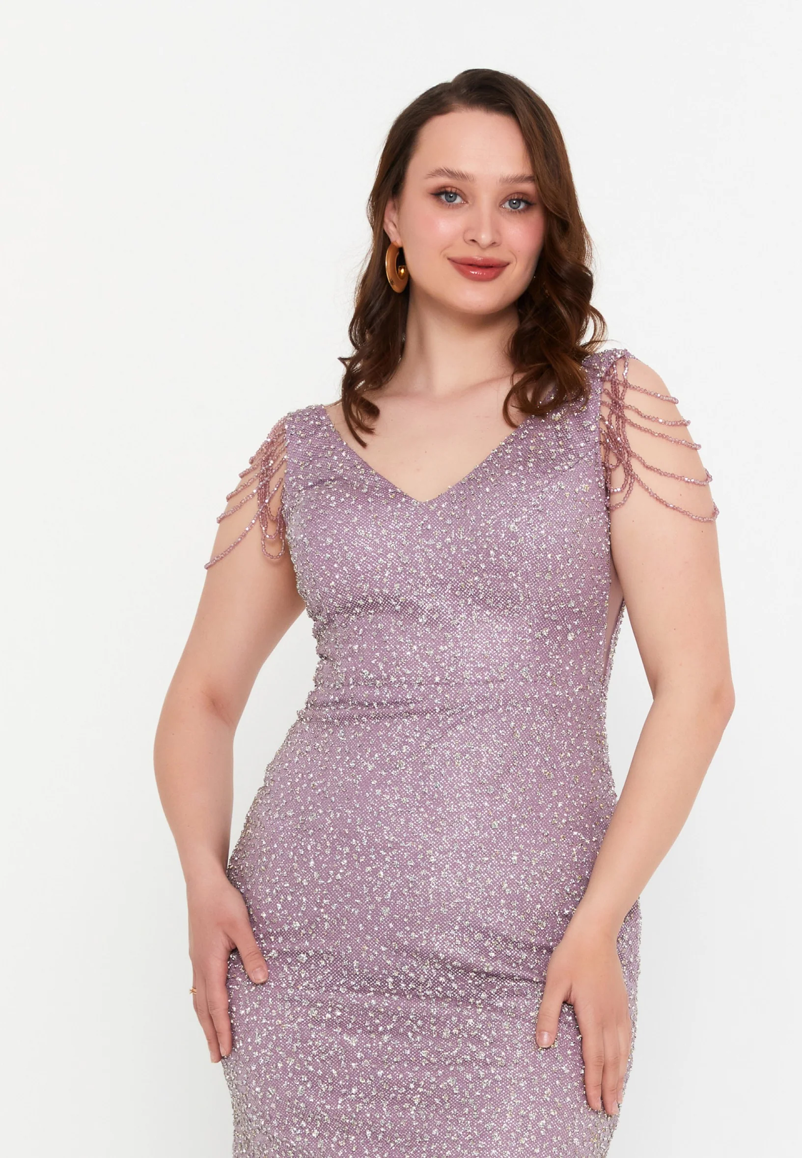 Sleeveless Maxi Tulle Mermaid Plus Size Wedding Guest Dress aln01709 - Image 20