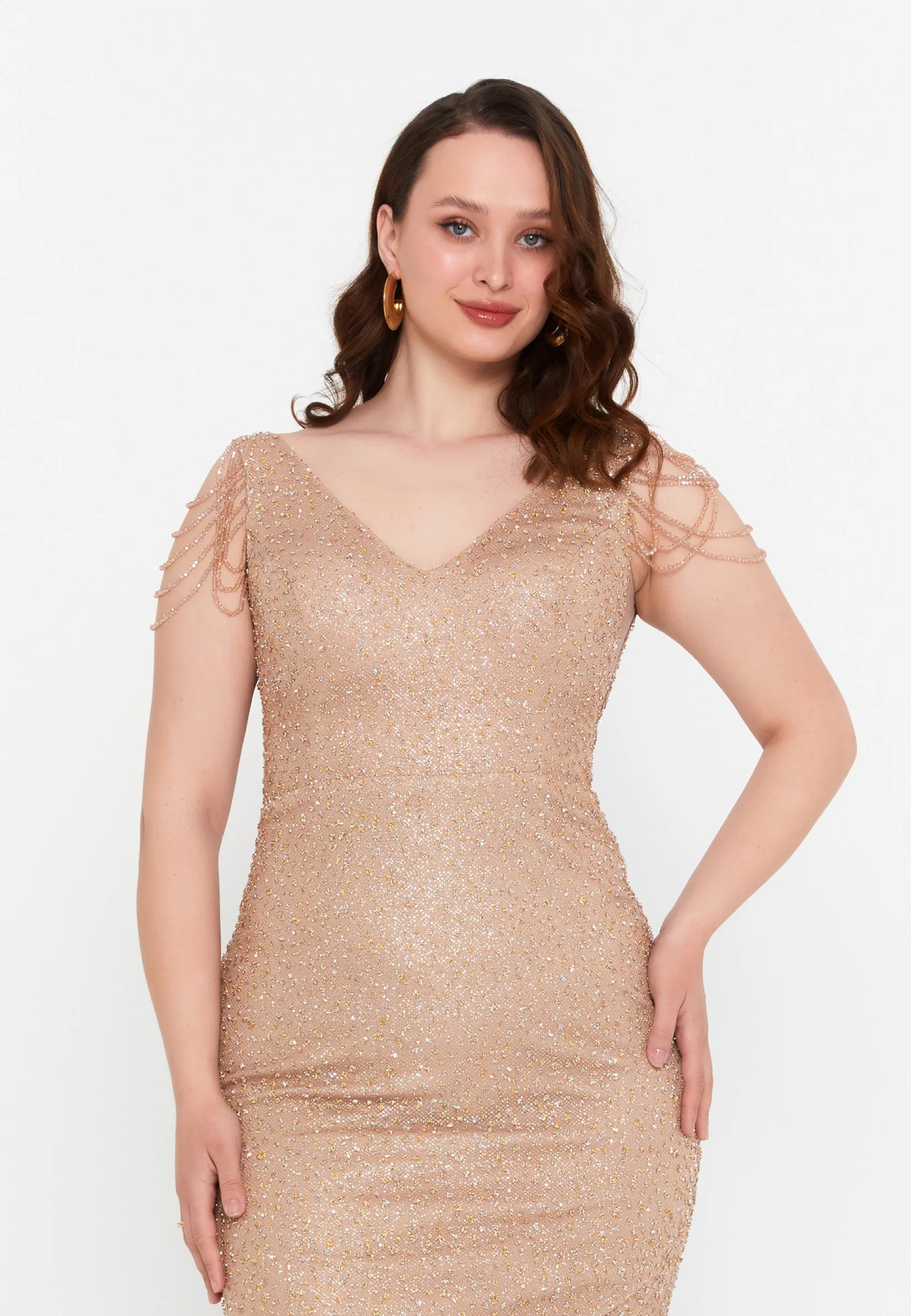 Sleeveless Maxi Tulle Mermaid Plus Size Wedding Guest Dress aln01709 - Image 24