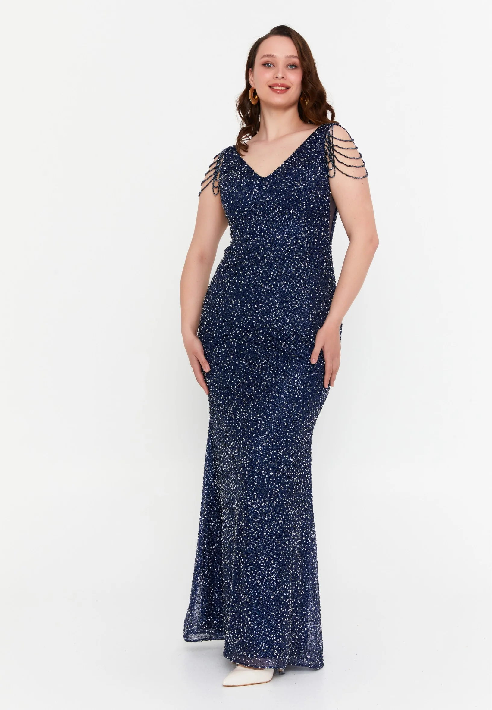 Sleeveless Maxi Tulle Mermaid Plus Size Wedding Guest Dress aln01709 - Image 25