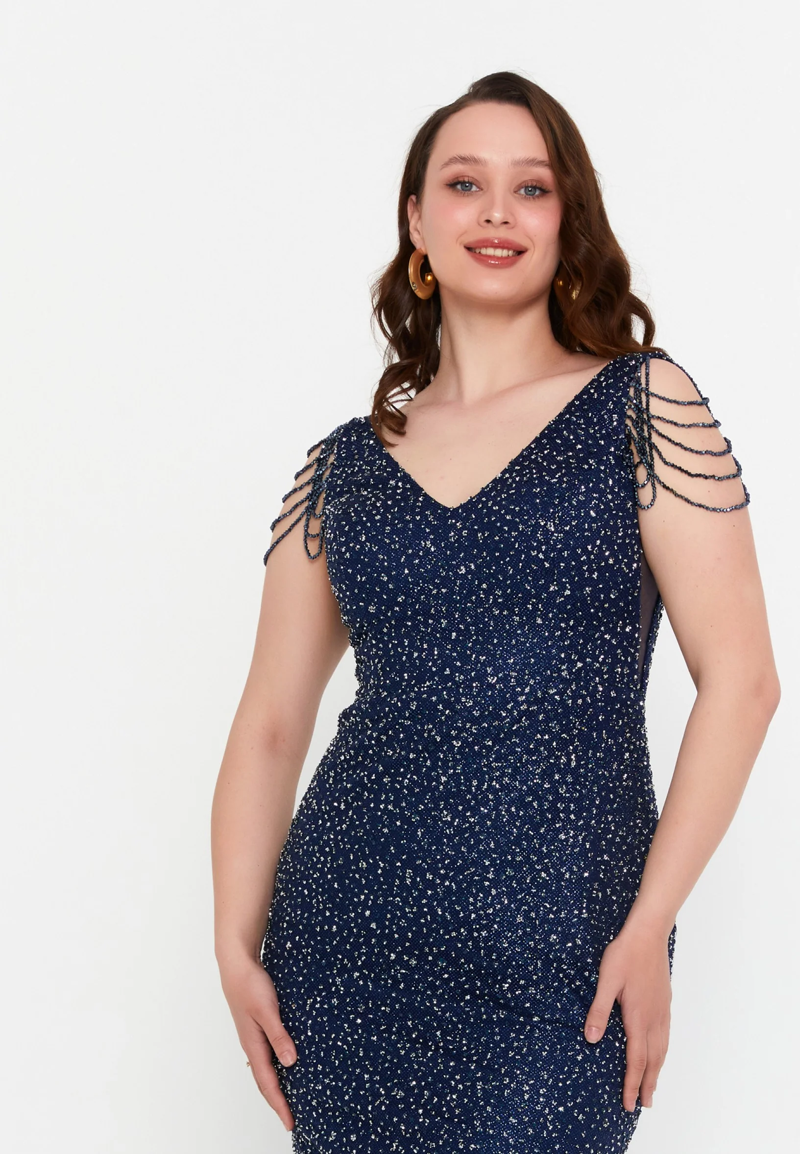 Sleeveless Maxi Tulle Mermaid Plus Size Wedding Guest Dress aln01709 - Image 28