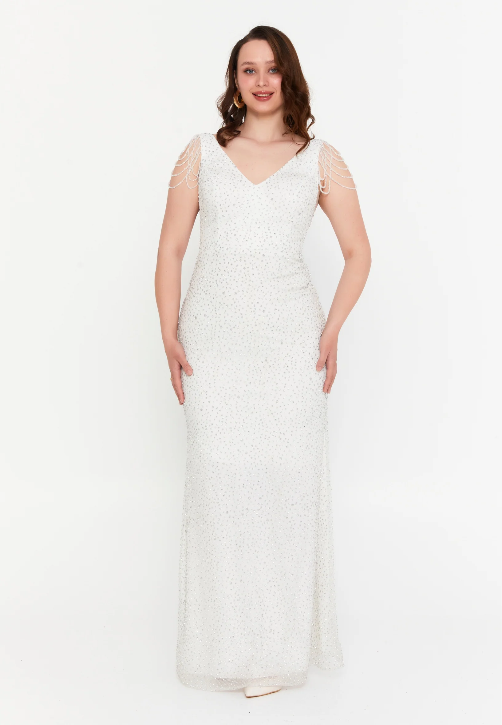Sleeveless Maxi Tulle Mermaid Plus Size Wedding Guest Dress aln01709 - Image 5