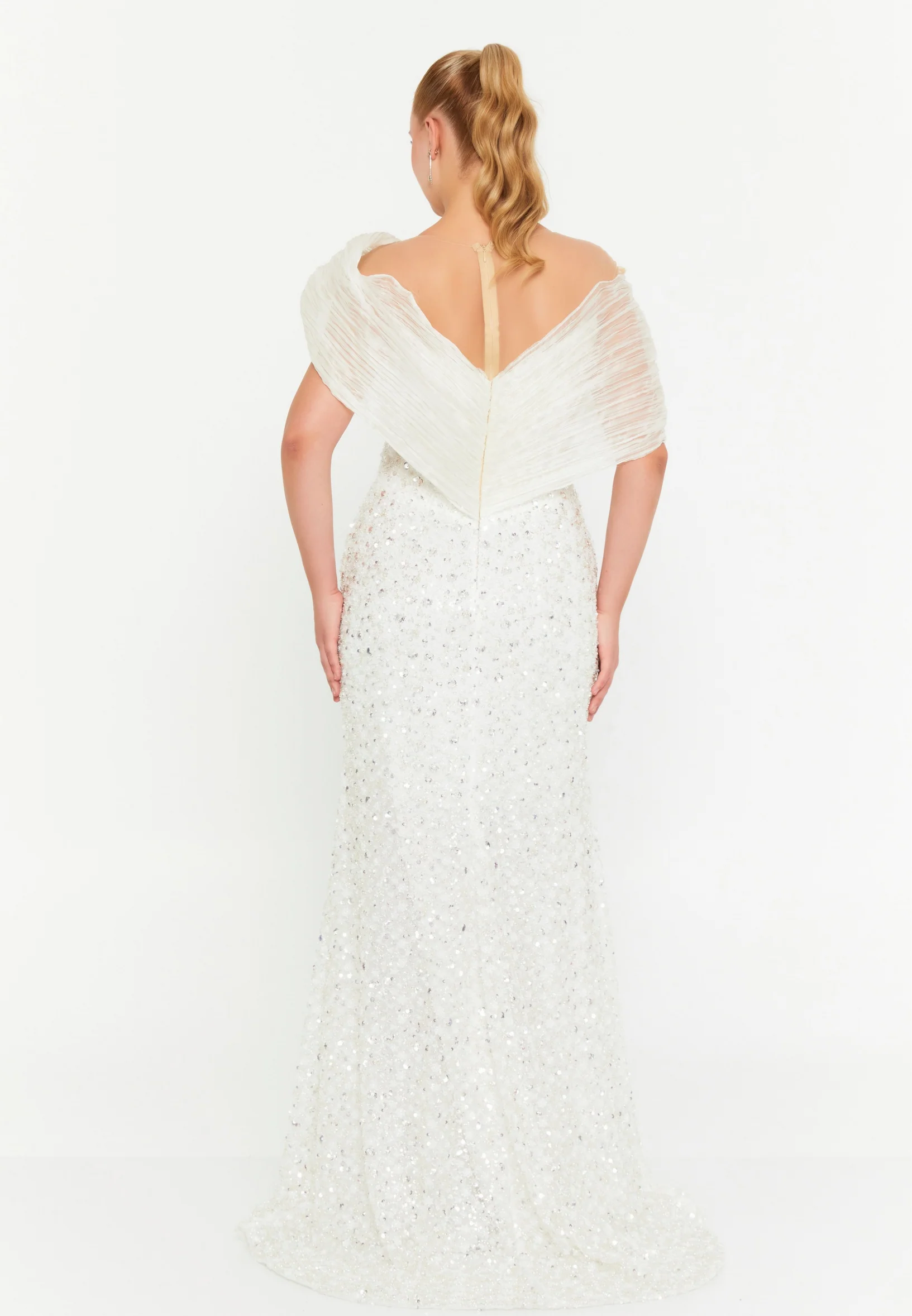 Sleeveless Maxi Tulle Mermaid Plus Size Wedding Guest Dress aln1826 - Image 10