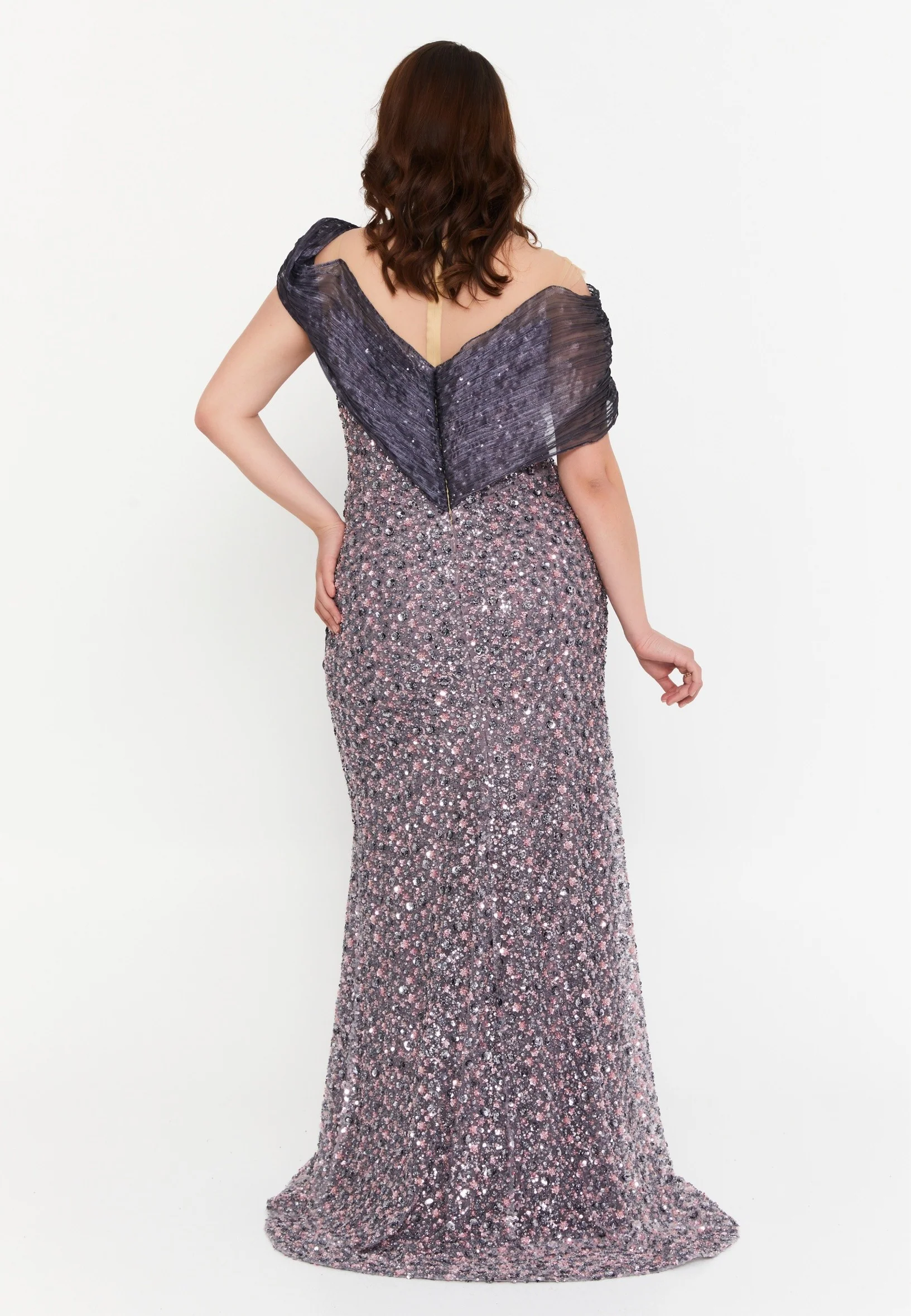 Sleeveless Maxi Tulle Mermaid Plus Size Wedding Guest Dress aln1826 - Image 2
