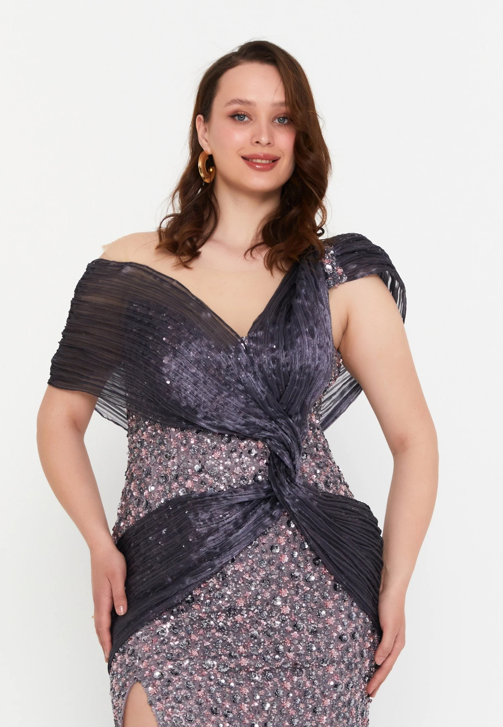 Sleeveless Maxi Tulle Mermaid Plus Size Wedding Guest Dress aln1826 - Image 4