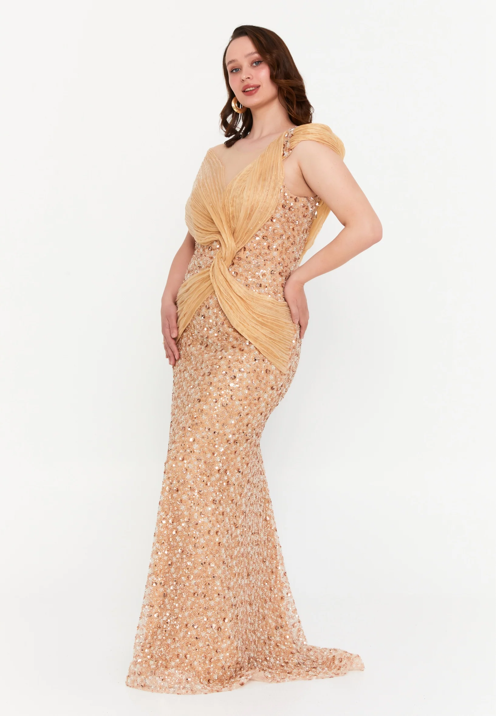 Sleeveless Maxi Tulle Mermaid Plus Size Wedding Guest Dress aln1826 - Image 7