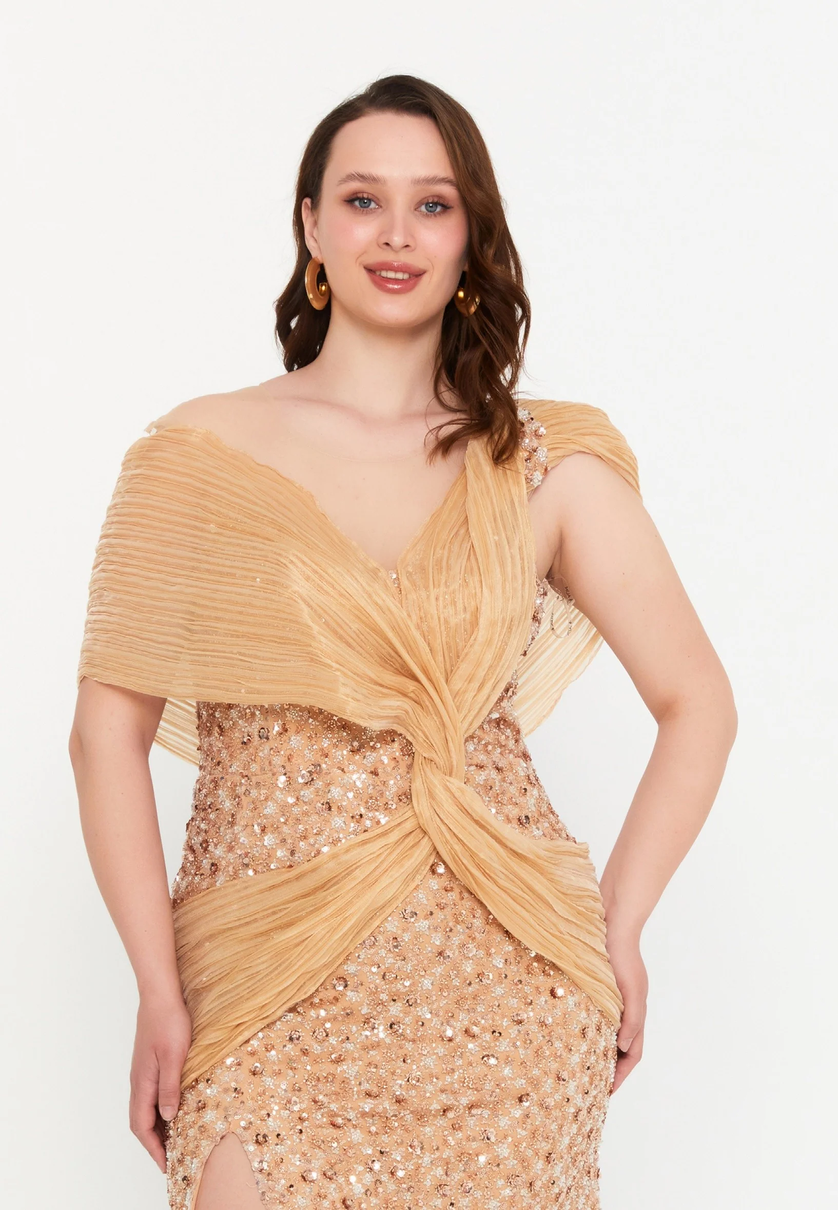 Sleeveless Maxi Tulle Mermaid Plus Size Wedding Guest Dress aln1826 - Image 8