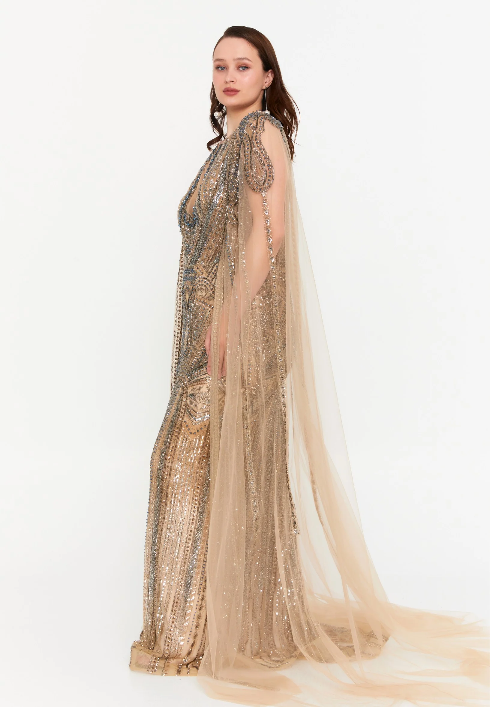 Sleeveless Maxi Tulle Mermaid Plus Size Wedding Guest Dress mti1071 - Image 3