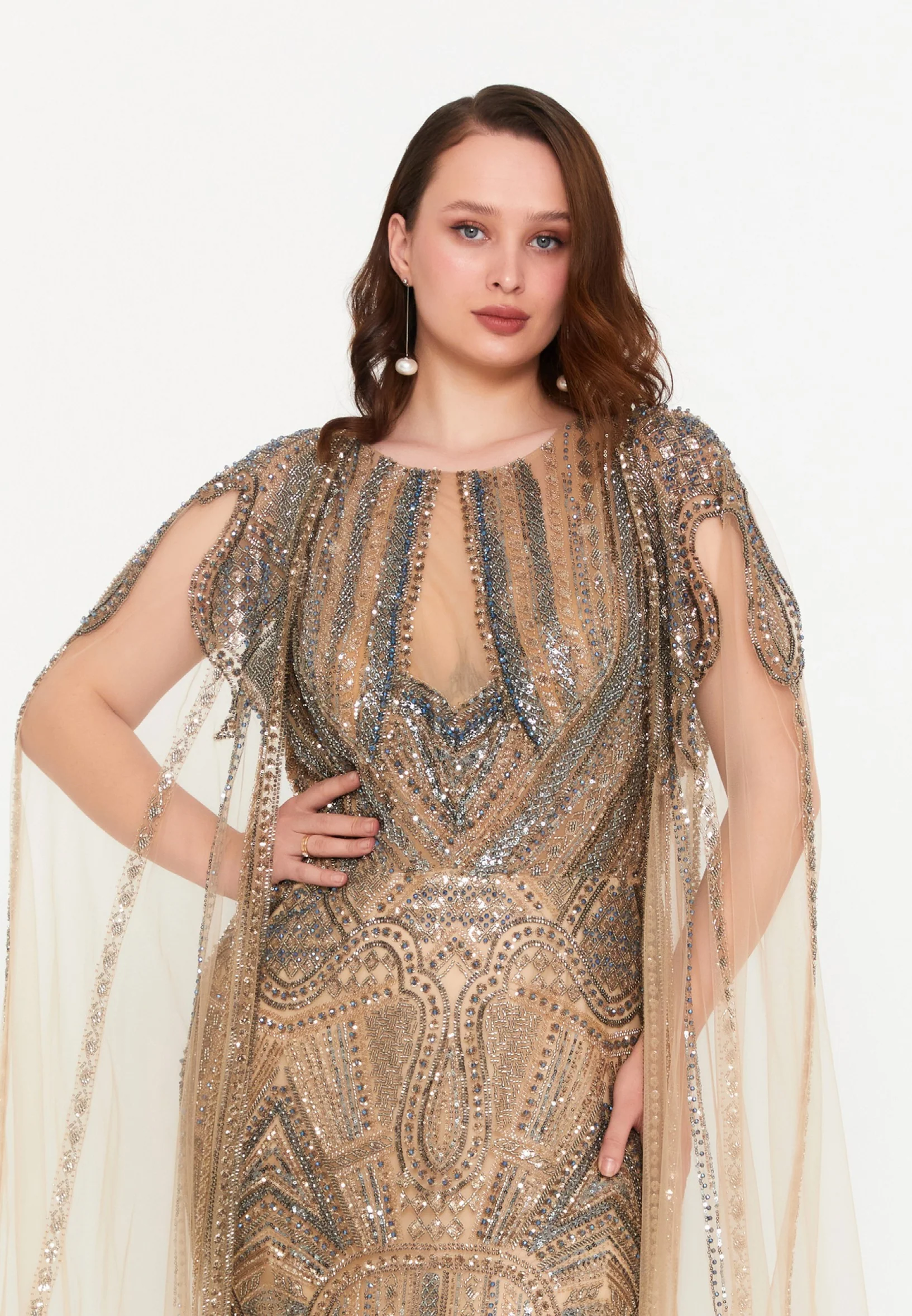 Sleeveless Maxi Tulle Mermaid Plus Size Wedding Guest Dress mti1071 - Image 4