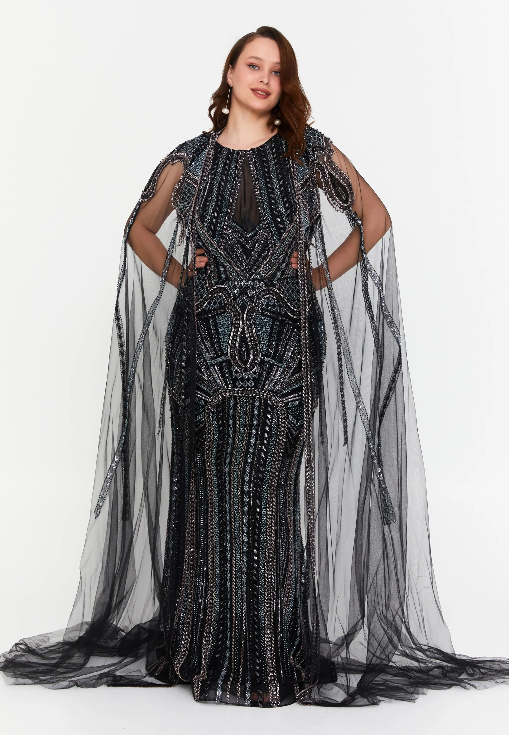 Sleeveless Maxi Tulle Mermaid Plus Size Wedding Guest Dress mti1071 - Image 5