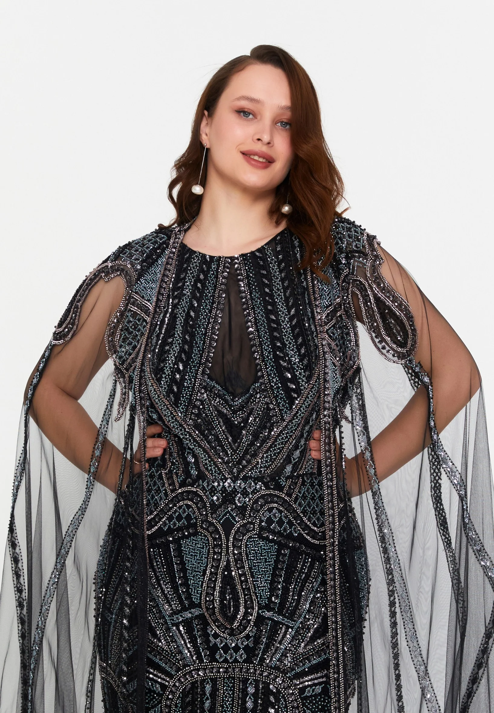 Sleeveless Maxi Tulle Mermaid Plus Size Wedding Guest Dress mti1071 - Image 8