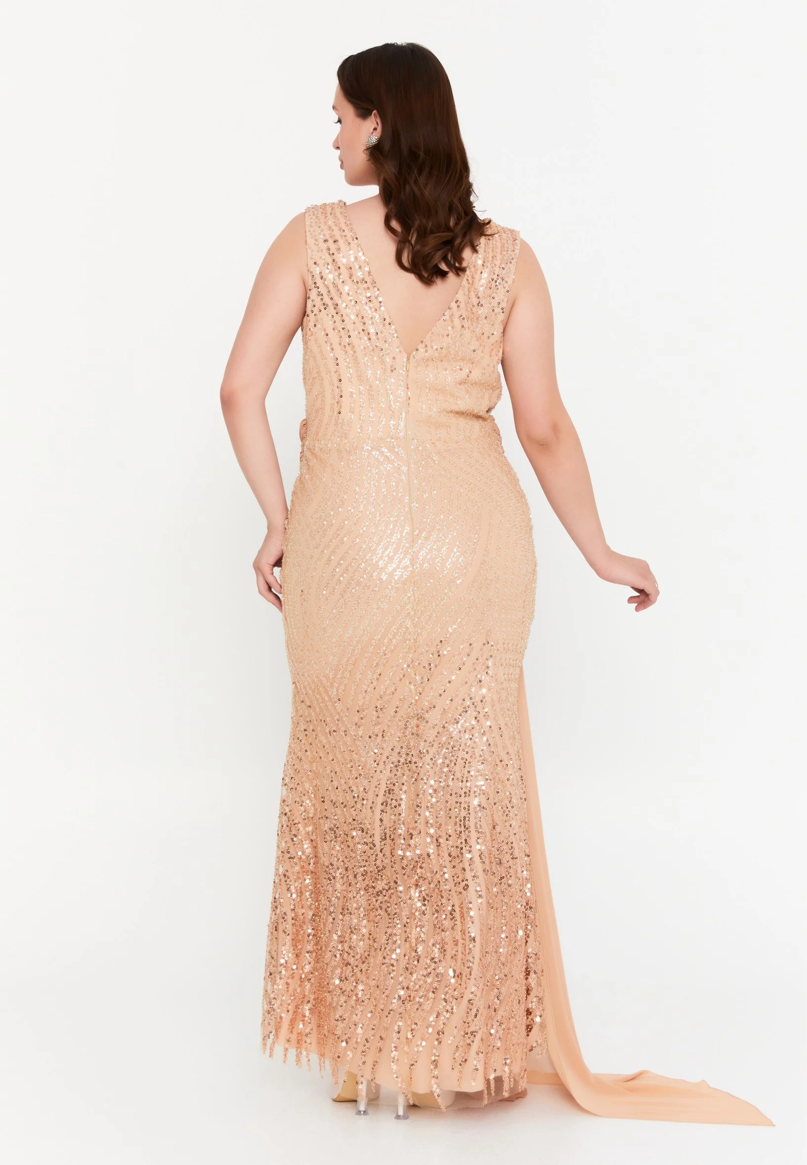 Sleeveless Maxi Tulle Mermaid Plus Size Wedding Guest Dress mtr99126 - Image 10